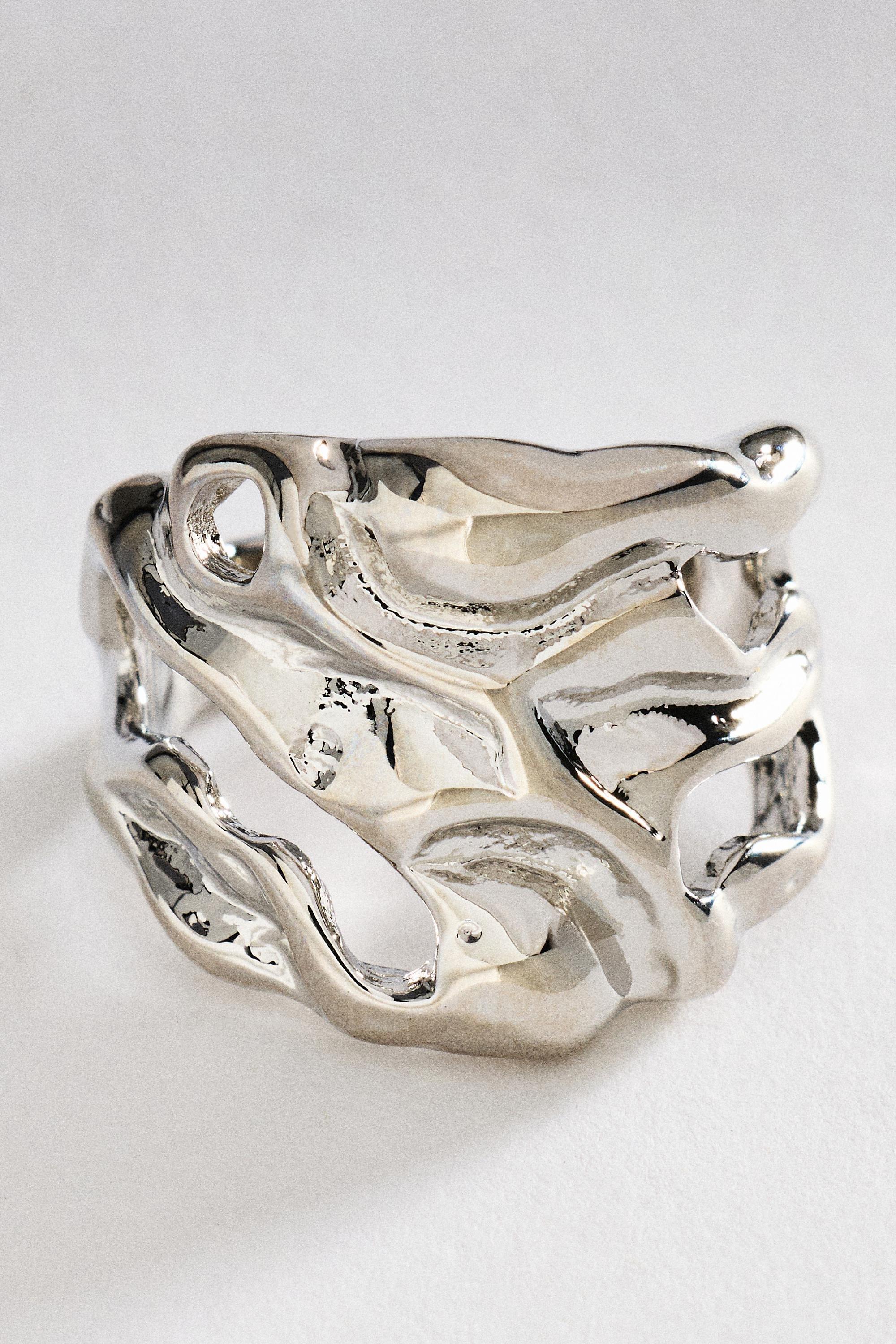 Molten Tide Ring, Silver, Silver, medium