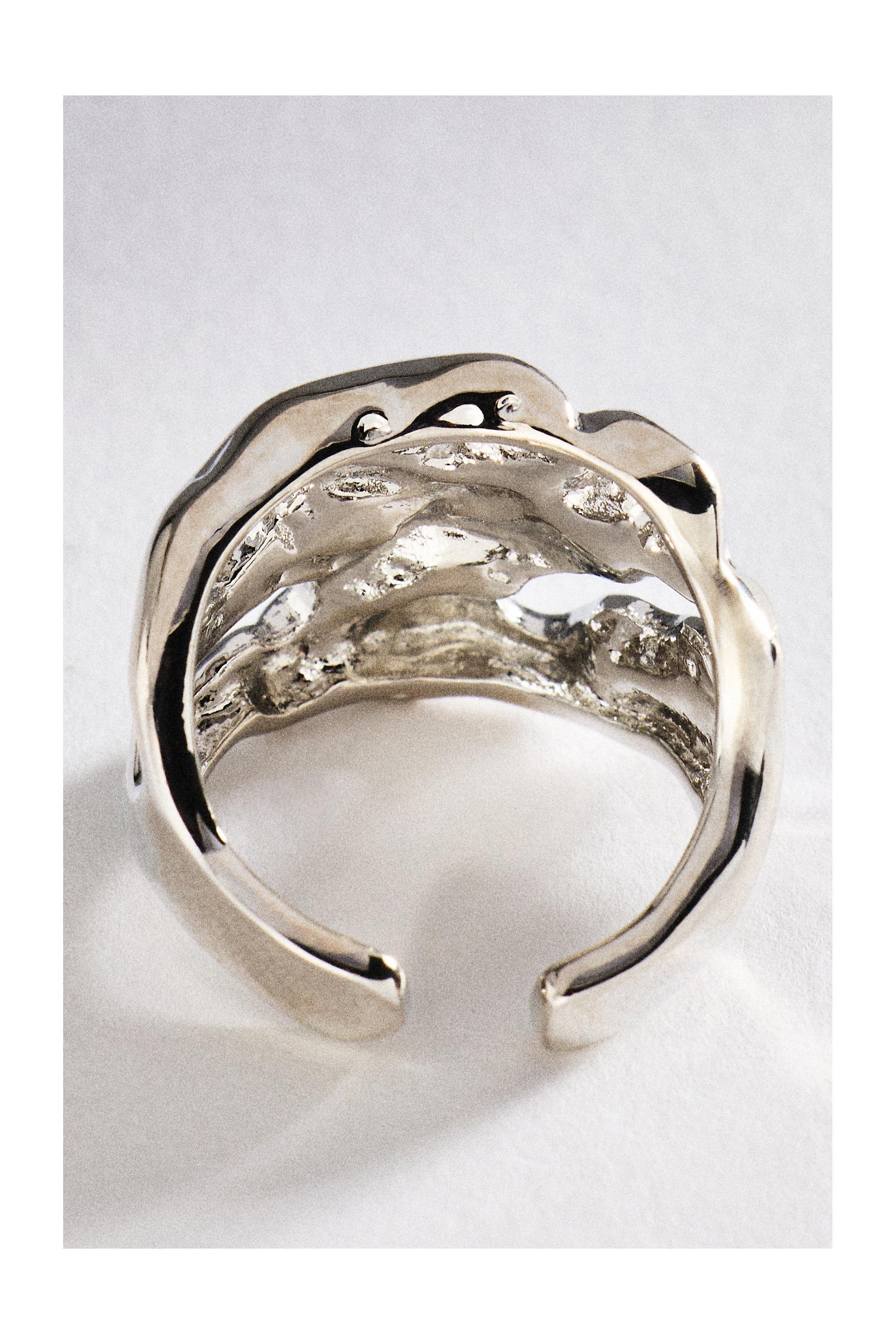 Molten Tide Ring, Silver, Silver, medium