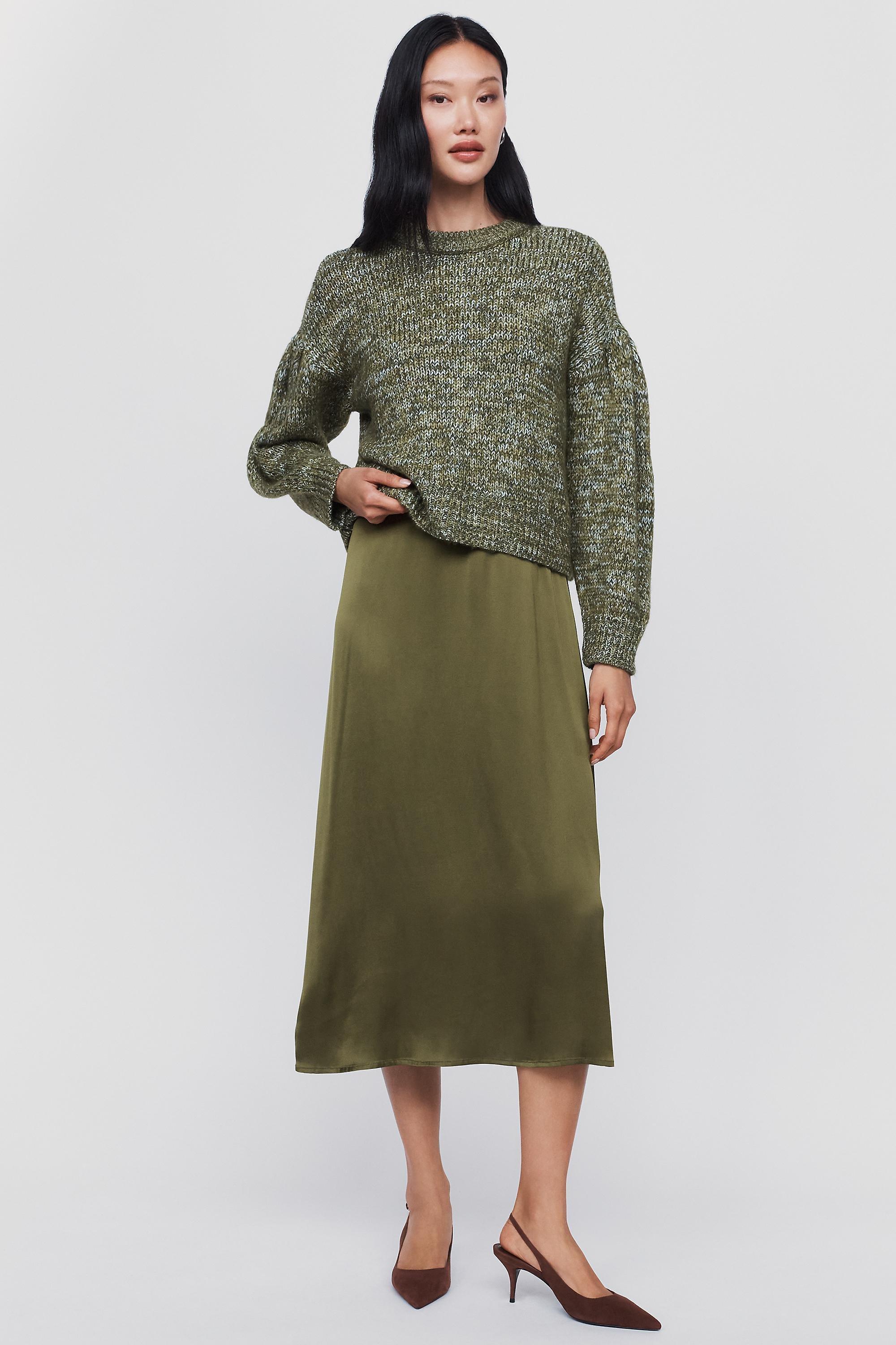By Anthropologie Marled Twofer Jumper + Dress Set, Green, medium