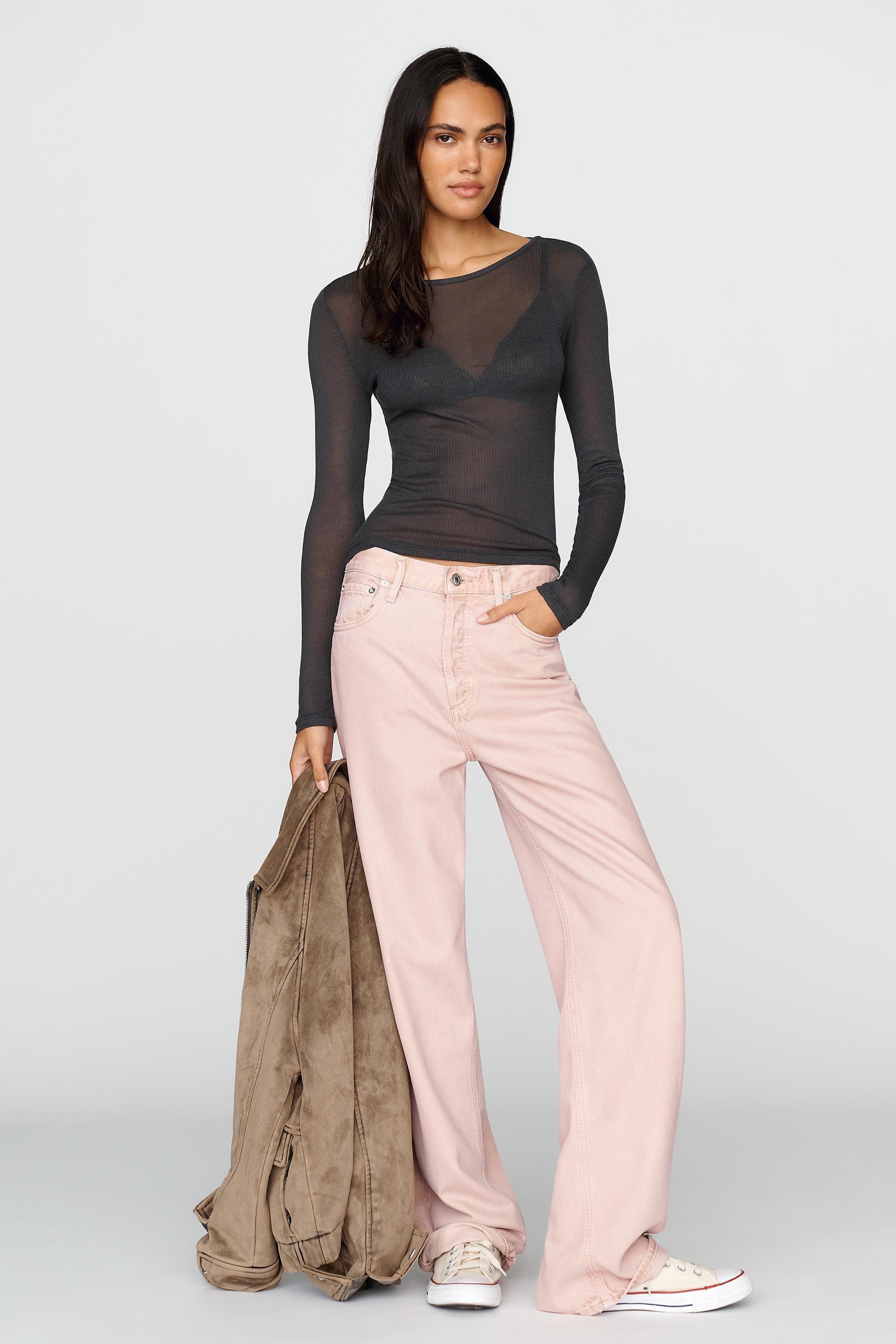 By Anthropologie Bruna Cashmere Blend Ribbed Top, Black, medium