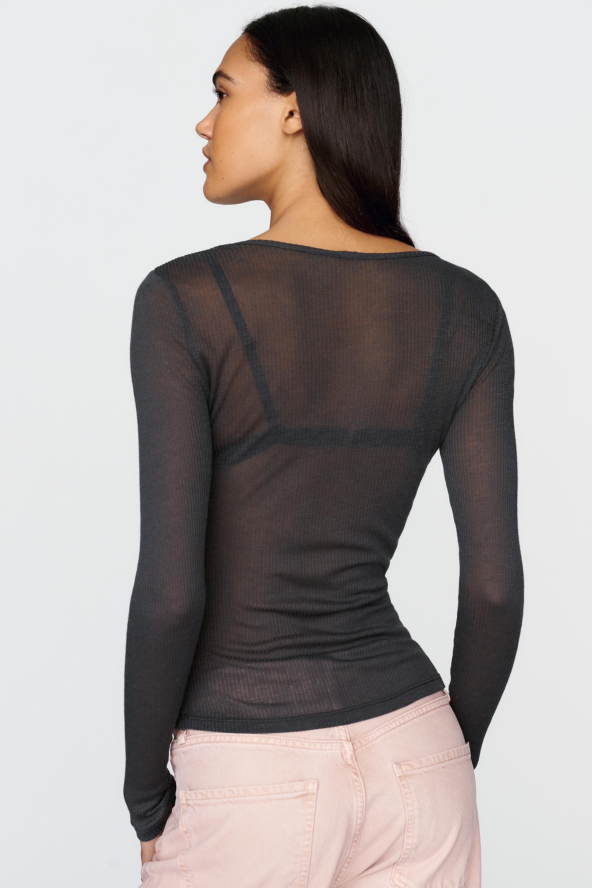 By Anthropologie Bruna Cashmere Blend Ribbed Top, Black, large image number 3