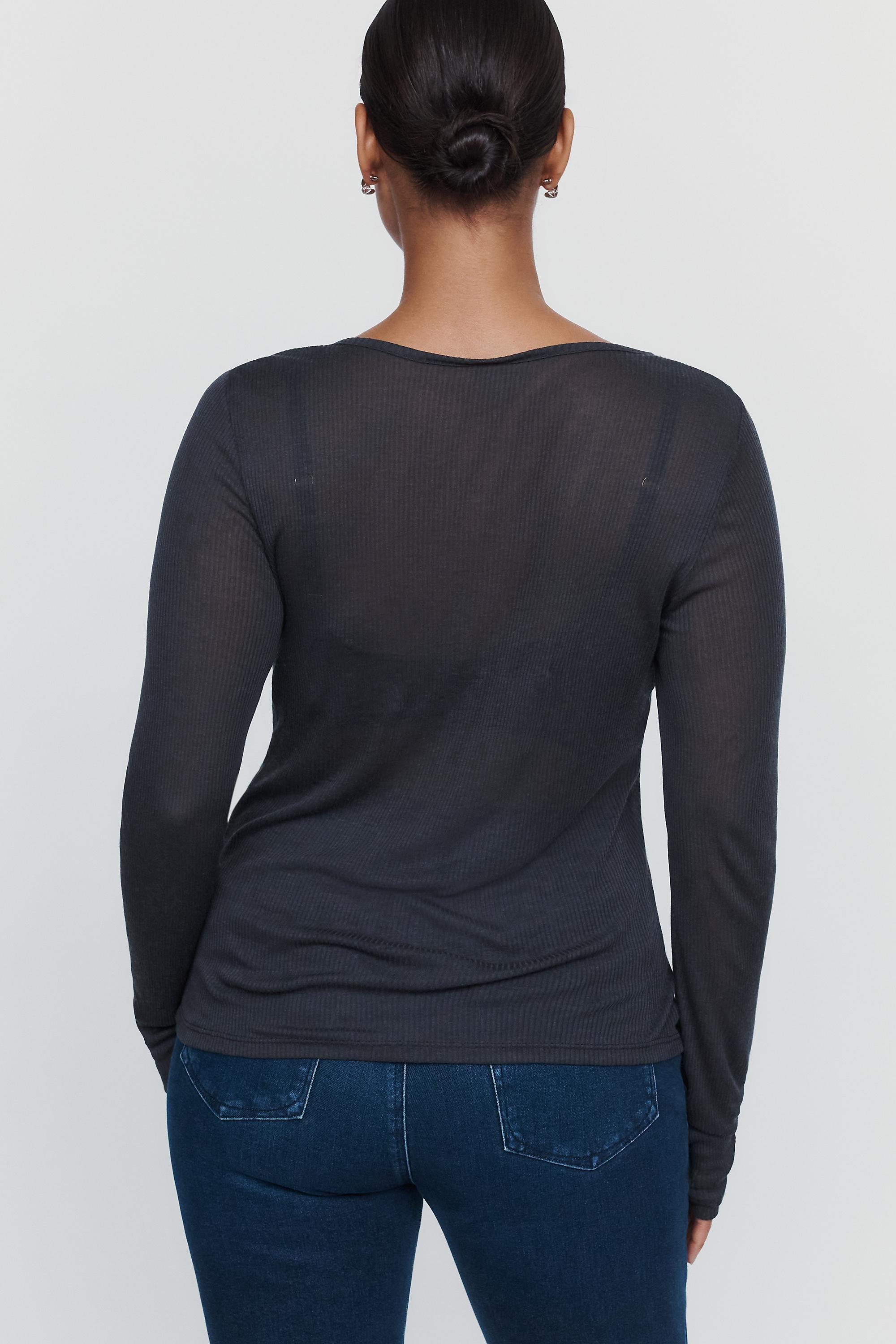 By Anthropologie Bruna Cashmere Blend Ribbed Top, Black, large image number 5