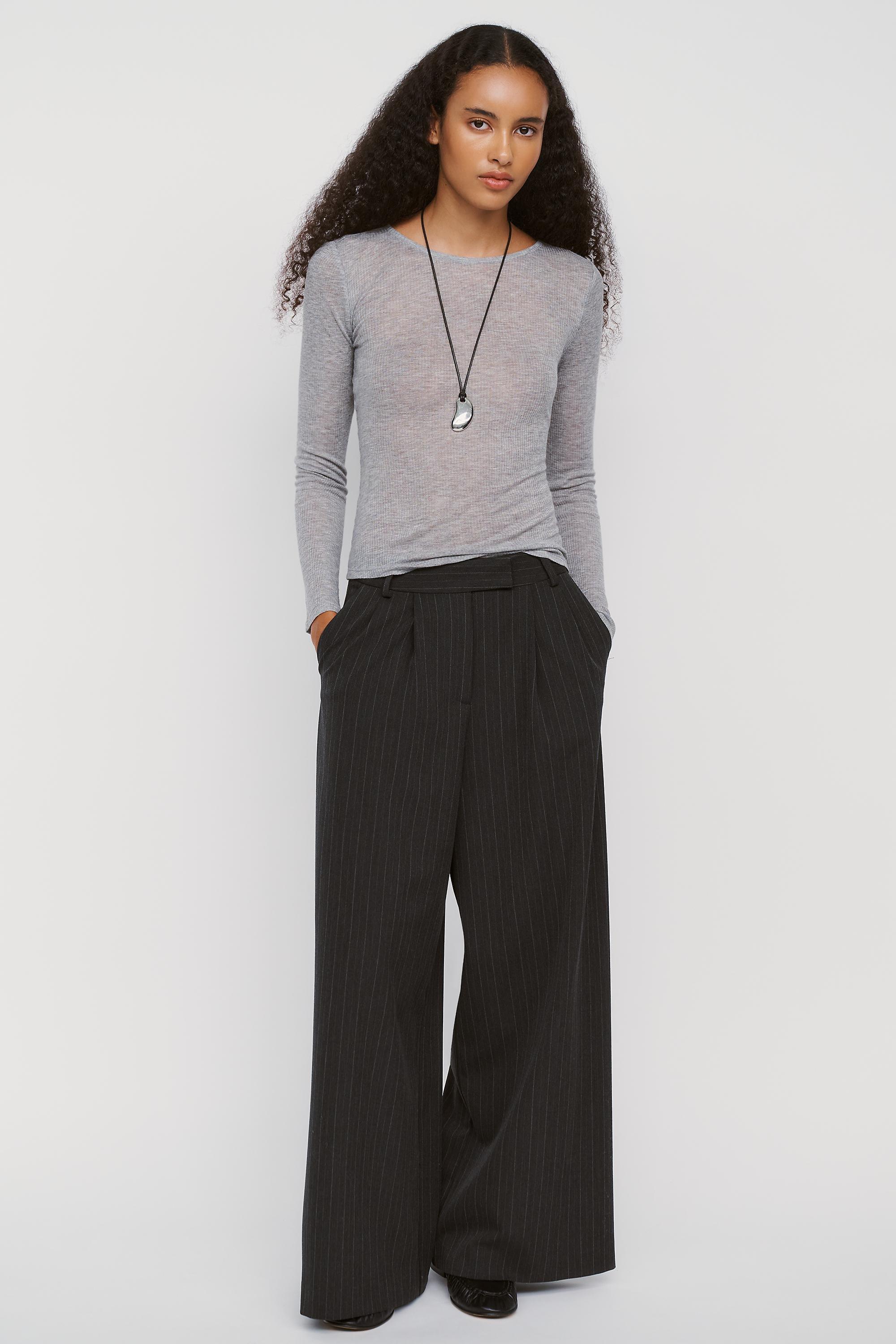 By Anthropologie Bruna Cashmere Blend Ribbed Top, Grey, large image number 3