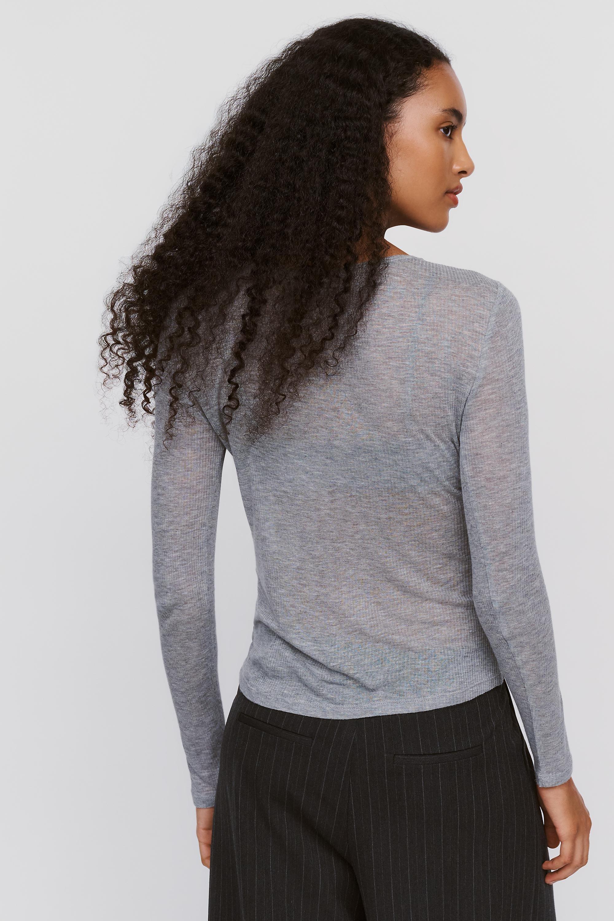 By Anthropologie Bruna Cashmere Blend Ribbed Top, Grey, large image number 4