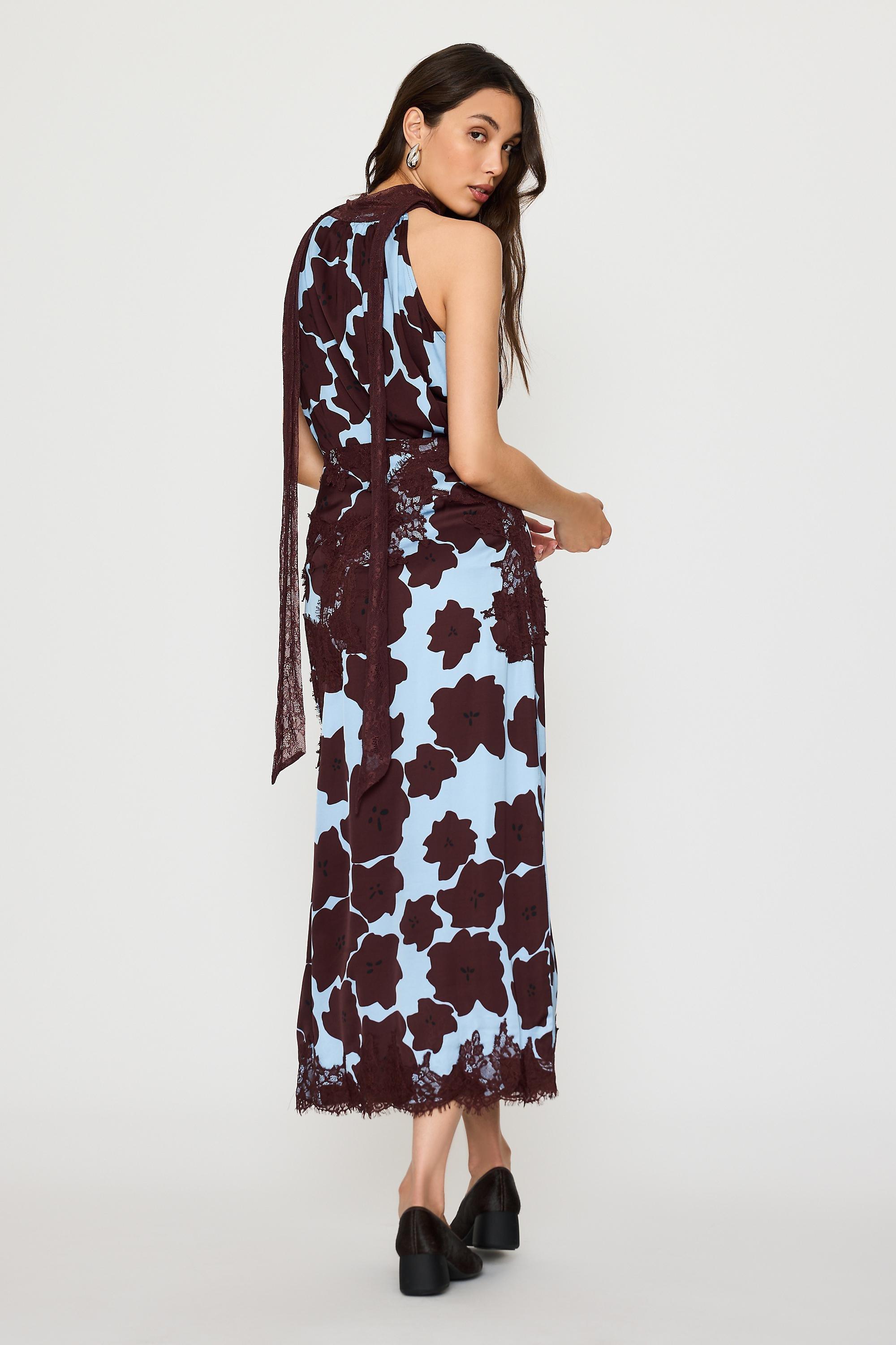 Never Fully Dressed Lace-Trim Midi Skirt, Brown, Burgundy, large image number 2