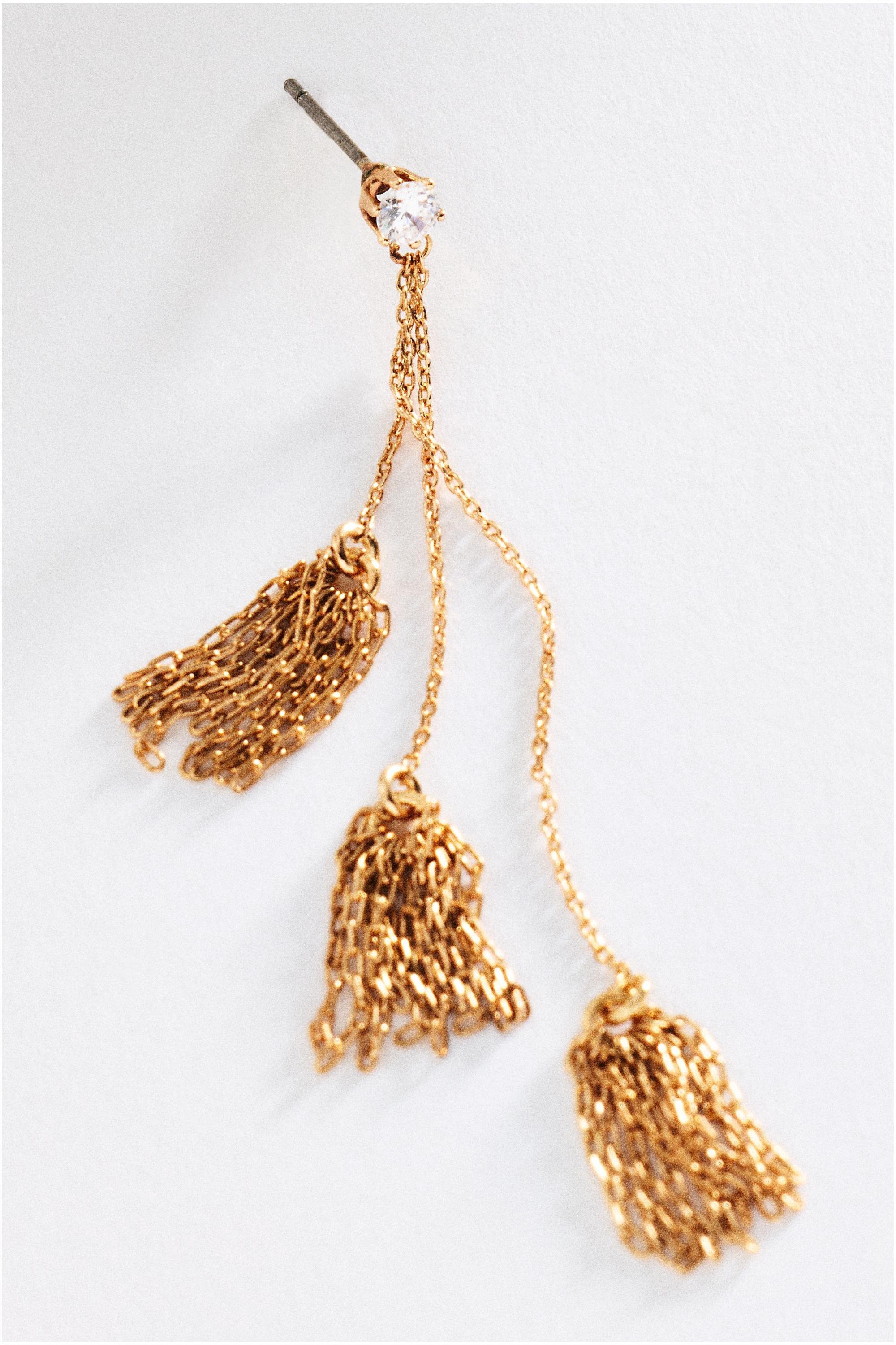 By Anthropologie Tiered Fringe Earrings, Gold, Gold, medium
