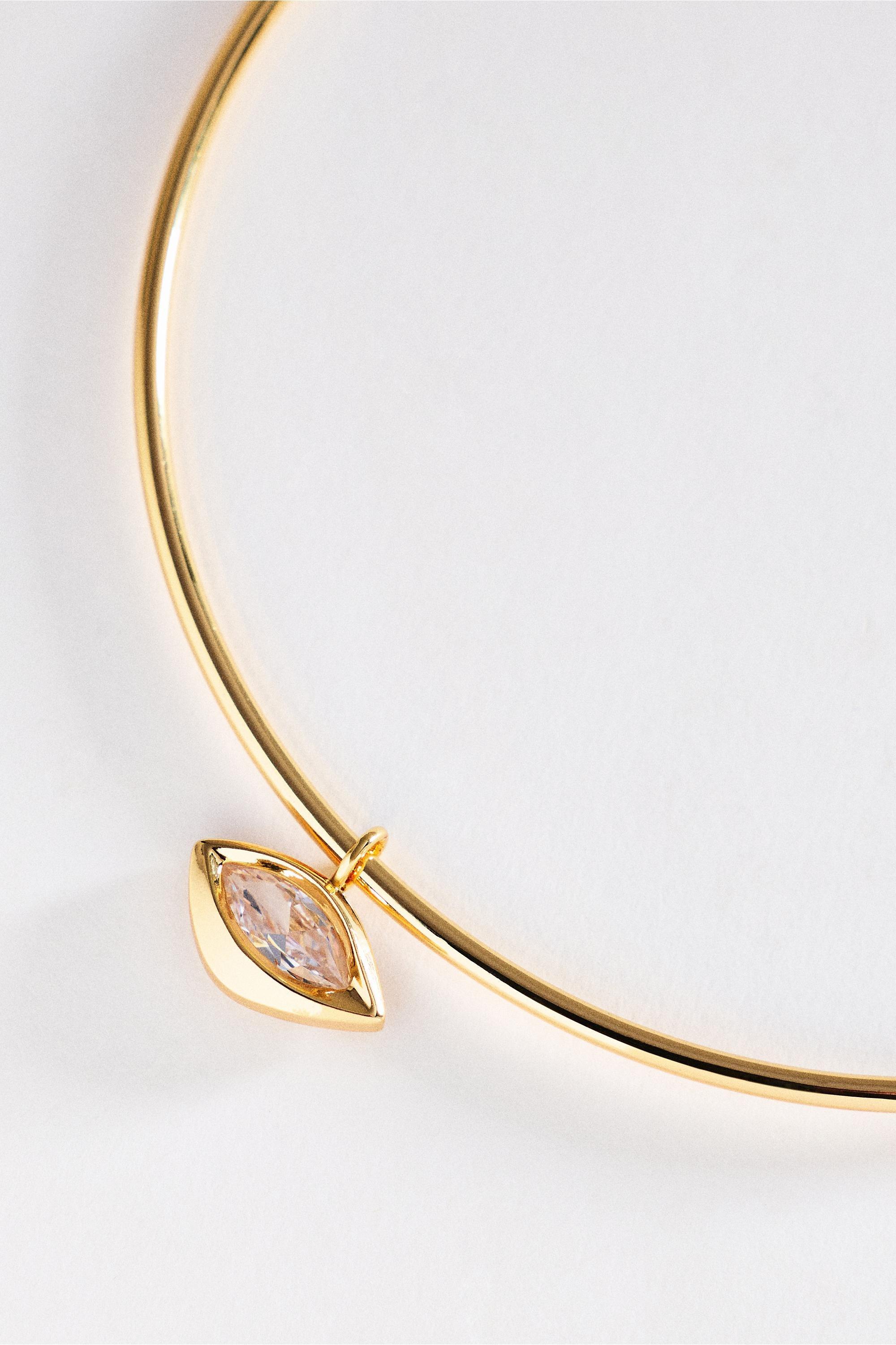 East West Bezel-Set Crystal Necklace, Gold, Gold, large image number 1