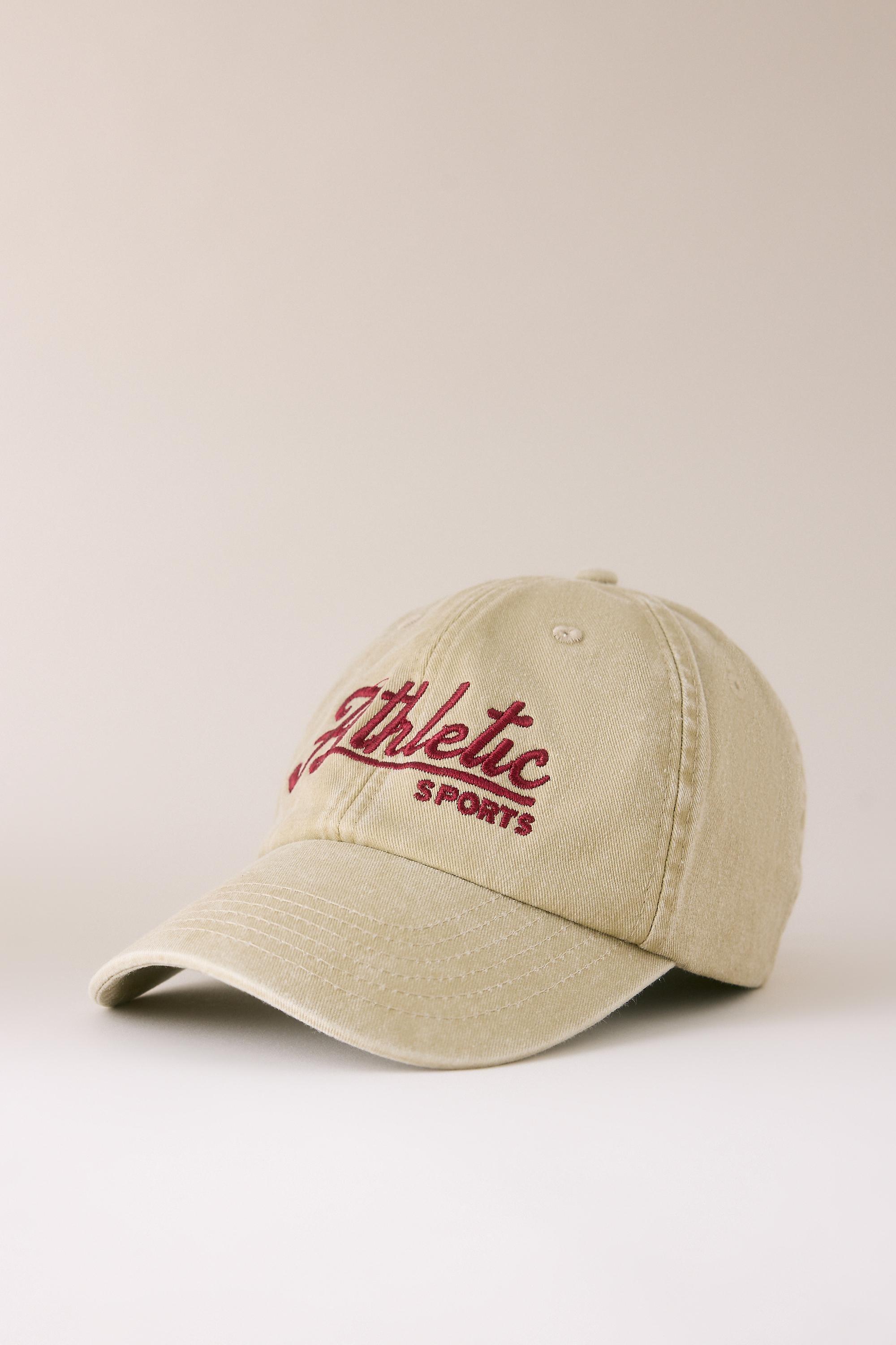 Athletic Sports Embroidered Baseball Cap, Khaki, Cream, large image number 0