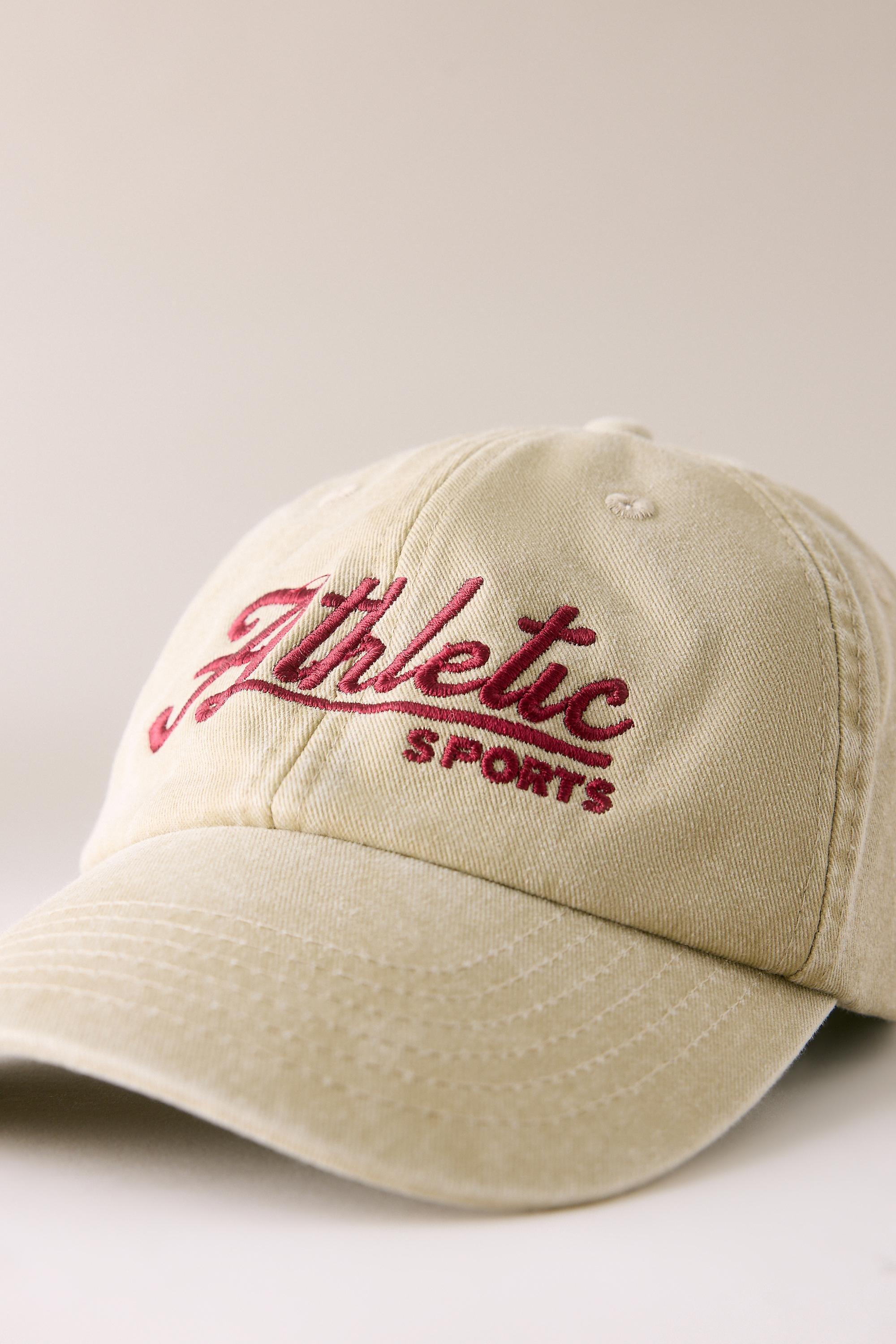 Athletic Sports Embroidered Baseball Cap, Khaki, Cream, medium