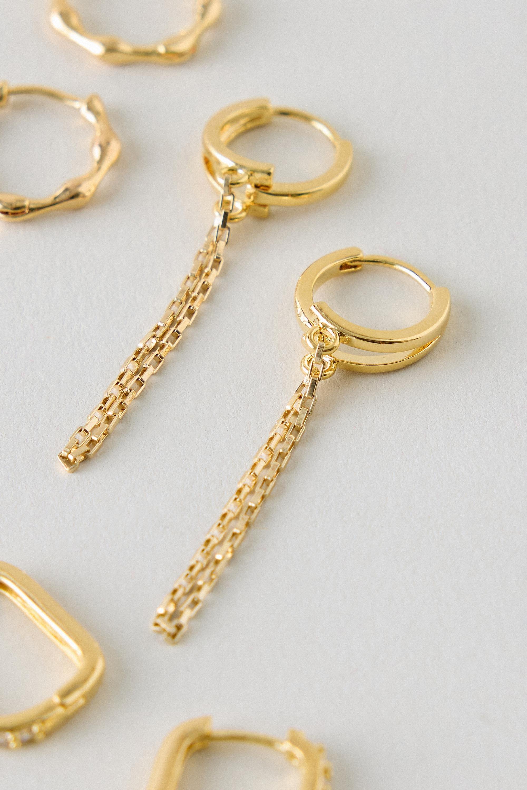 Gold-Plated Huggie Hoop Earrings, Set Of 3, Gold, large image number 3