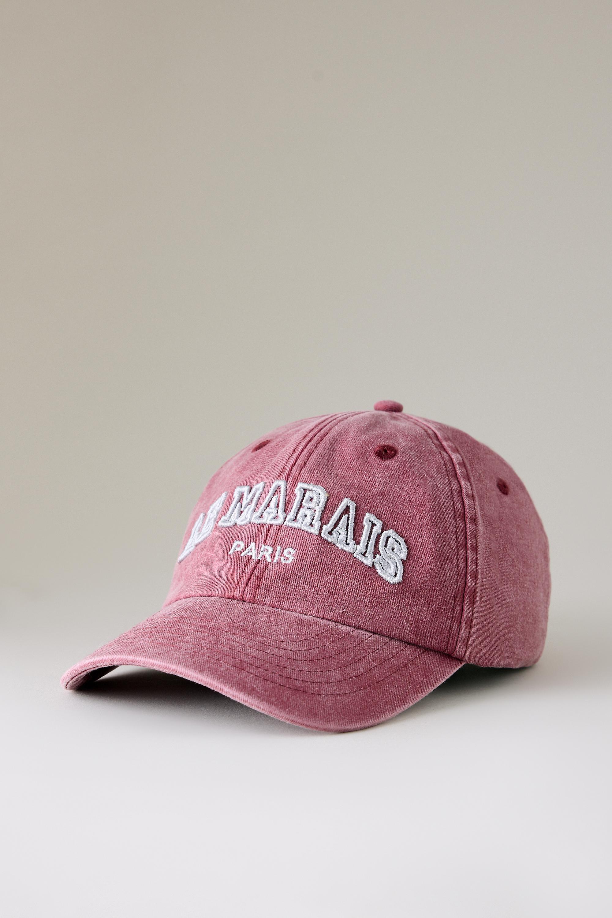 Le Marais Embroidered Cotton Cap, Pink, Pink, medium