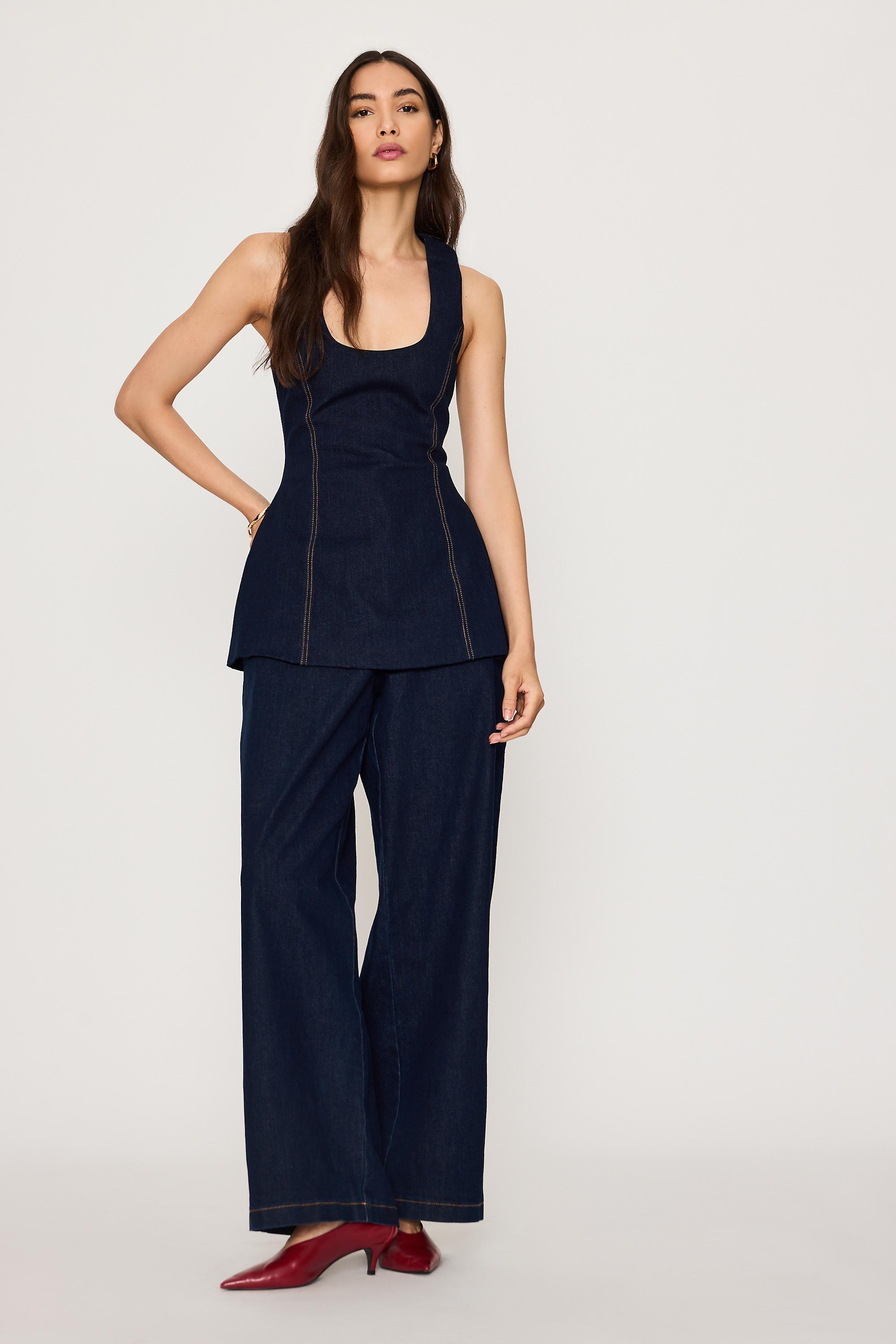Odd Muse Denim Volume Top, Blue, Blue, medium