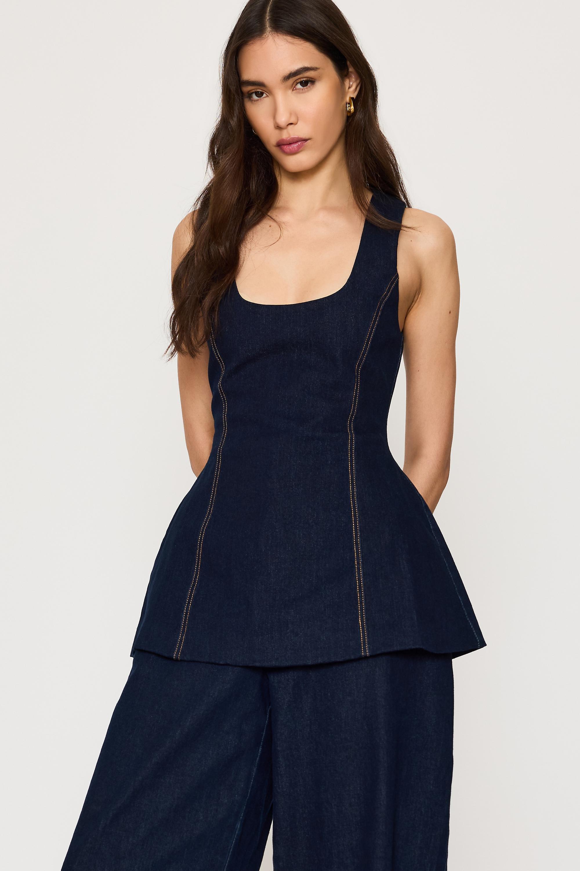 Odd Muse Denim Volume Top, Blue, Blue, medium