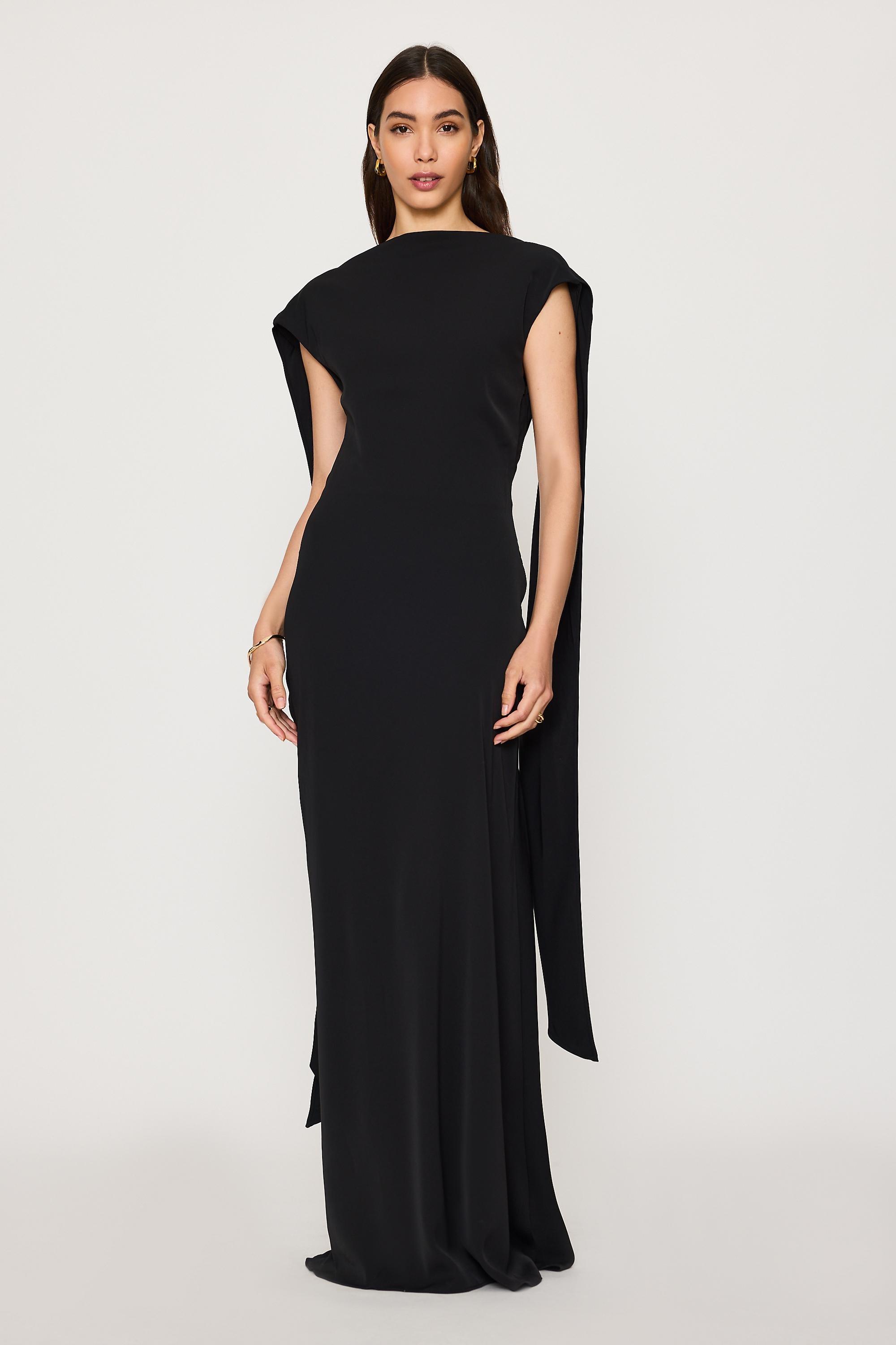 Odd Muse Draped Maxi Dress, Black, Black, medium