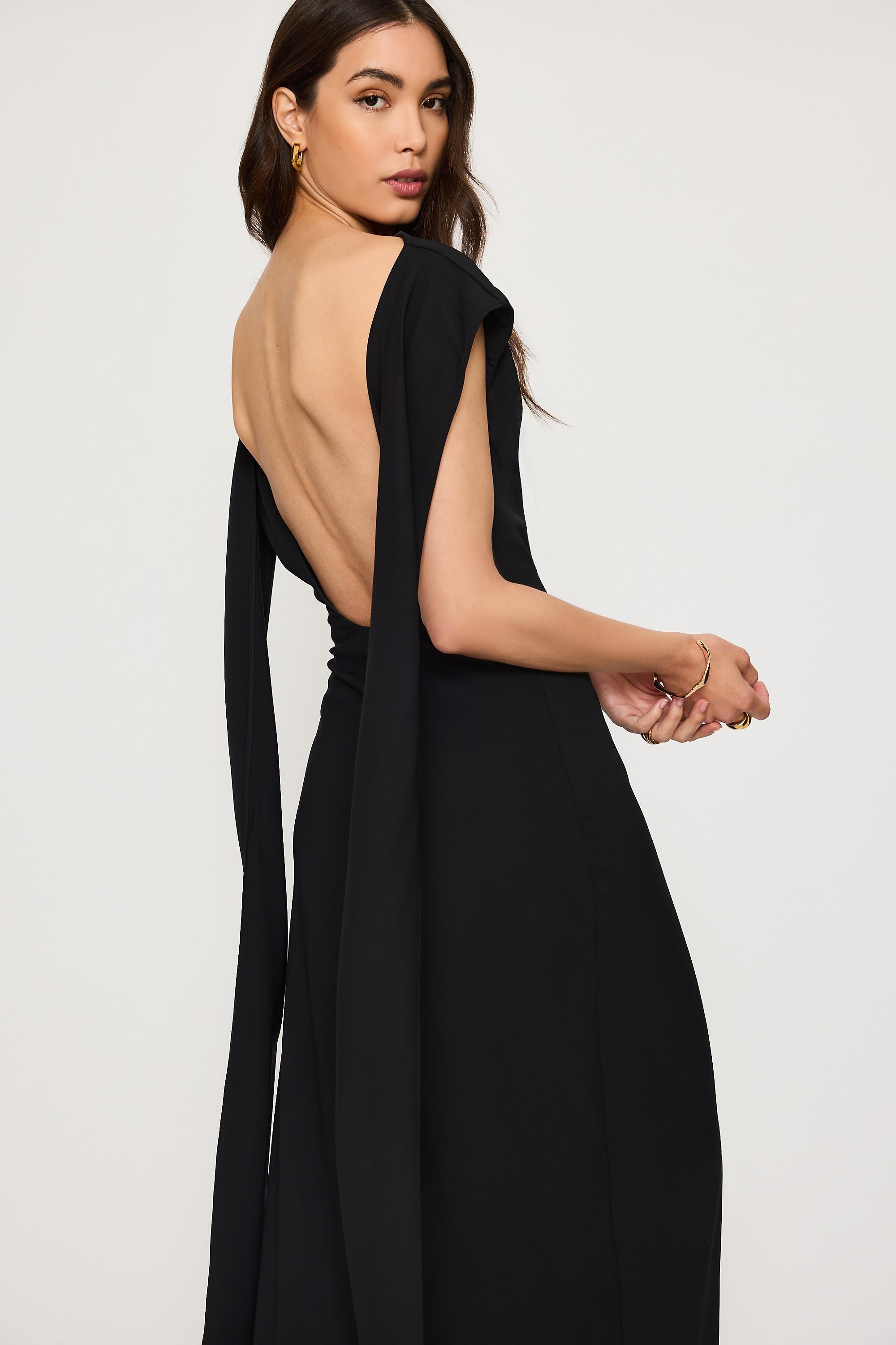 Odd Muse Draped Maxi Dress, Black, Black, medium