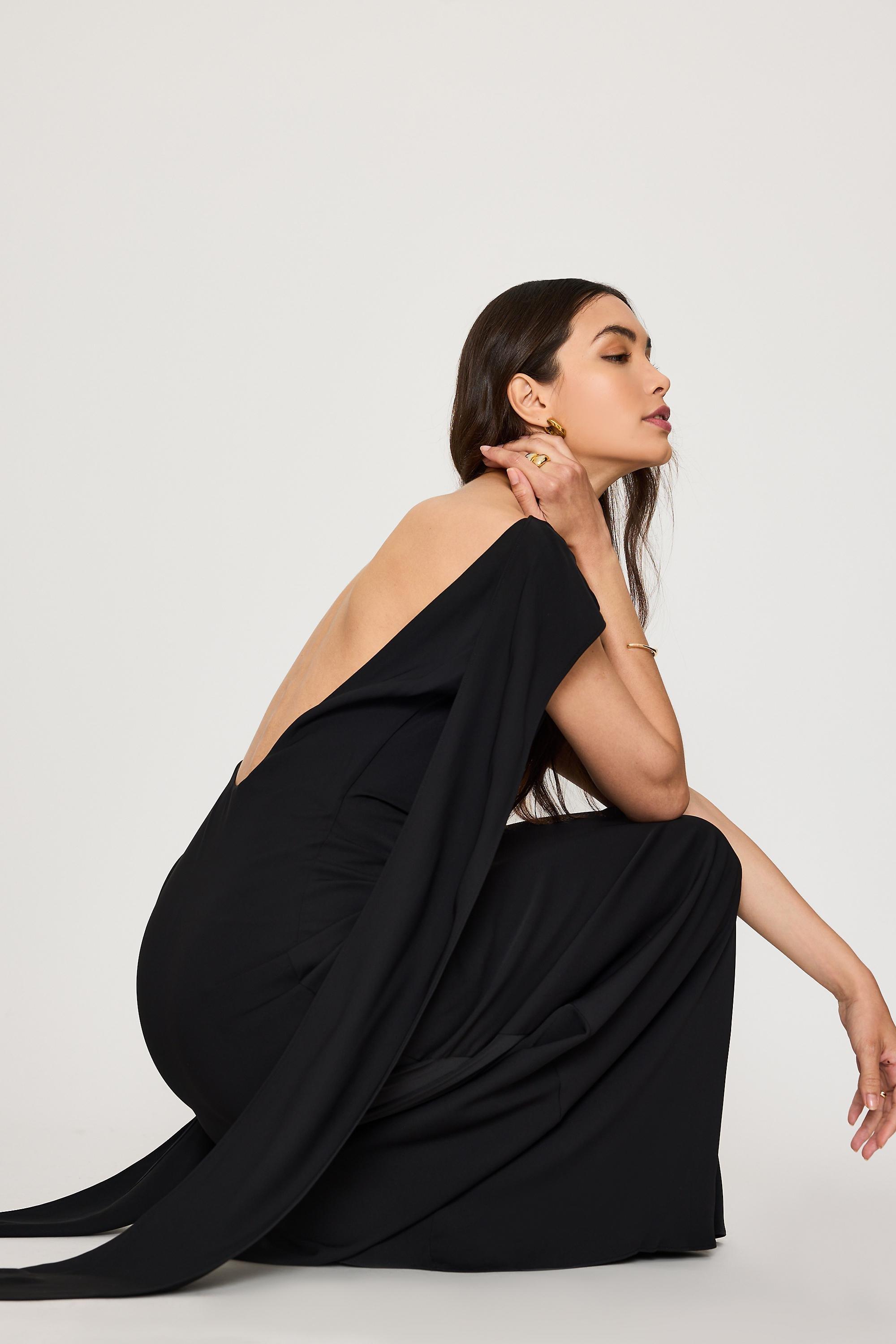 Odd Muse Draped Maxi Dress, Black, Black, large image number 3
