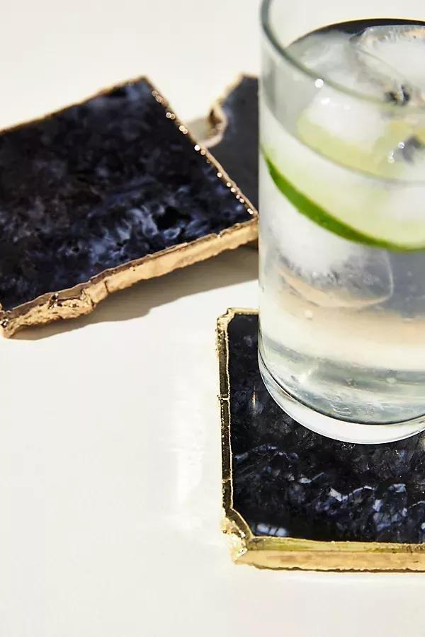 Agate Coaster, Black, A501_0001, large image number 1