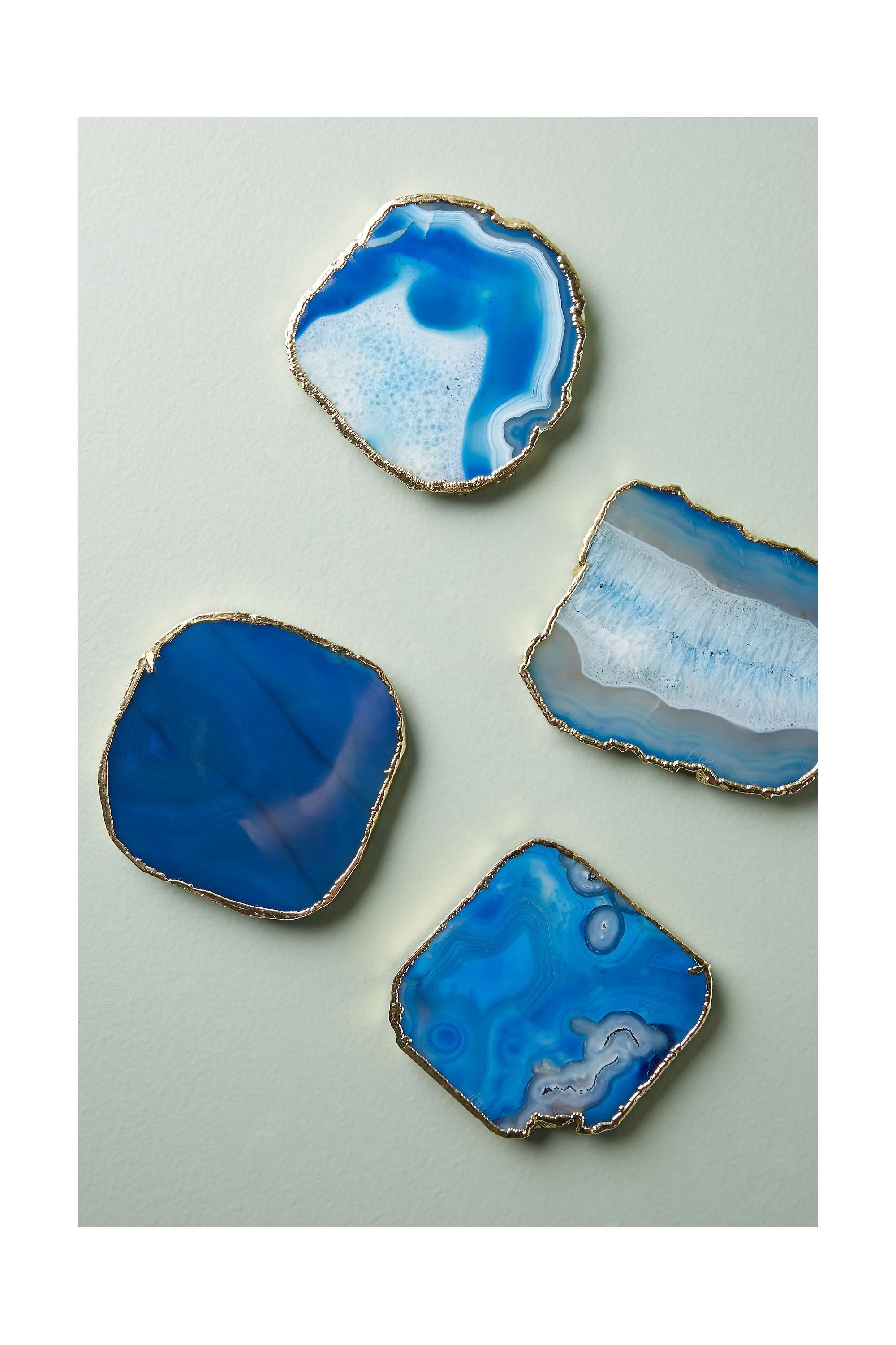 Agate Coaster, Blue, Blue, large image number 7