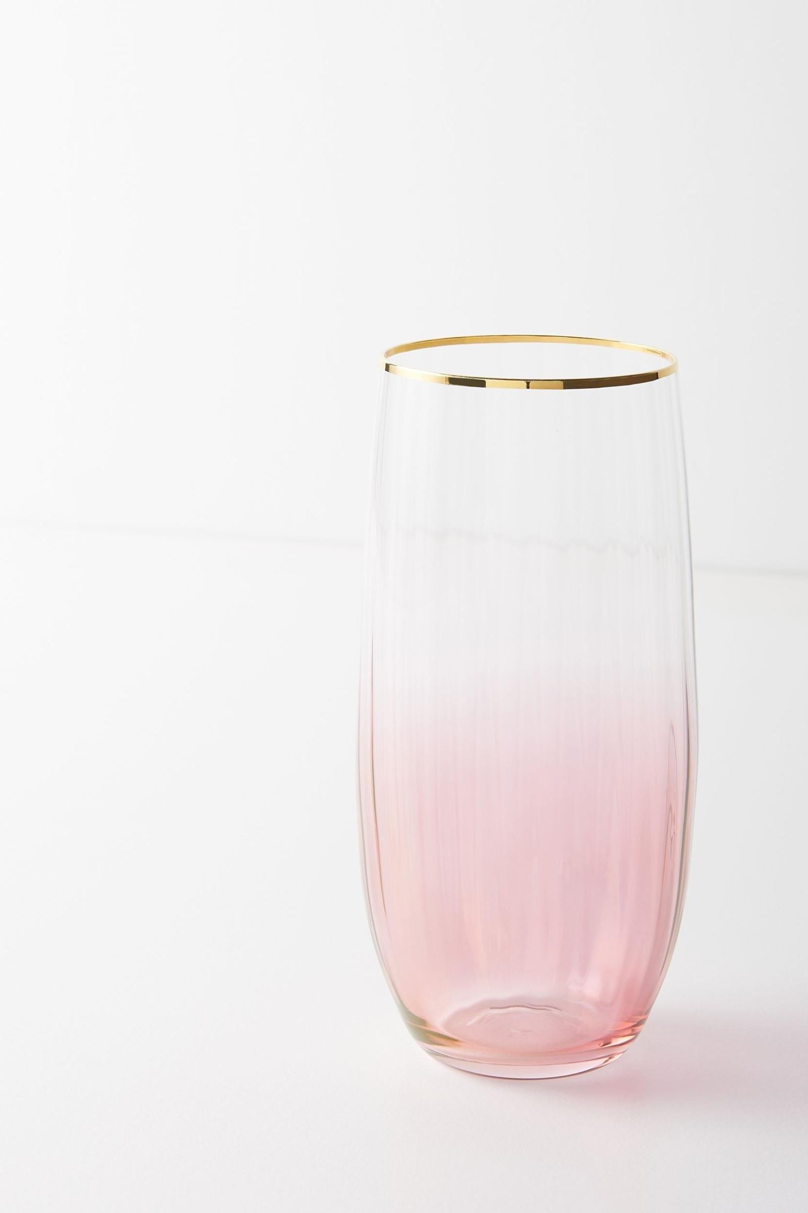 Anthropologie - Waterfall Highball Glass, Pink