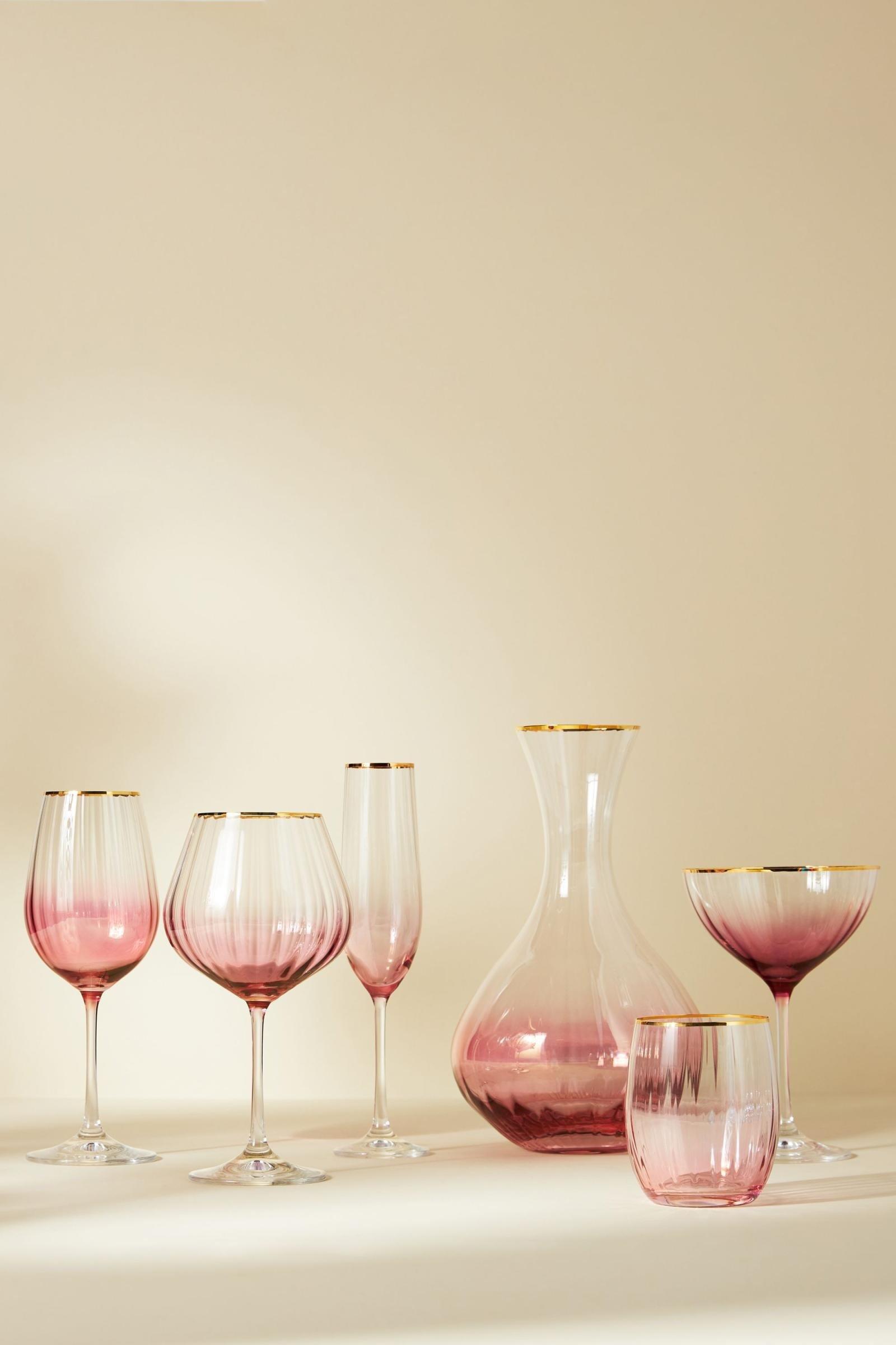 Anthropologie - Waterfall Highball Glass, Pink