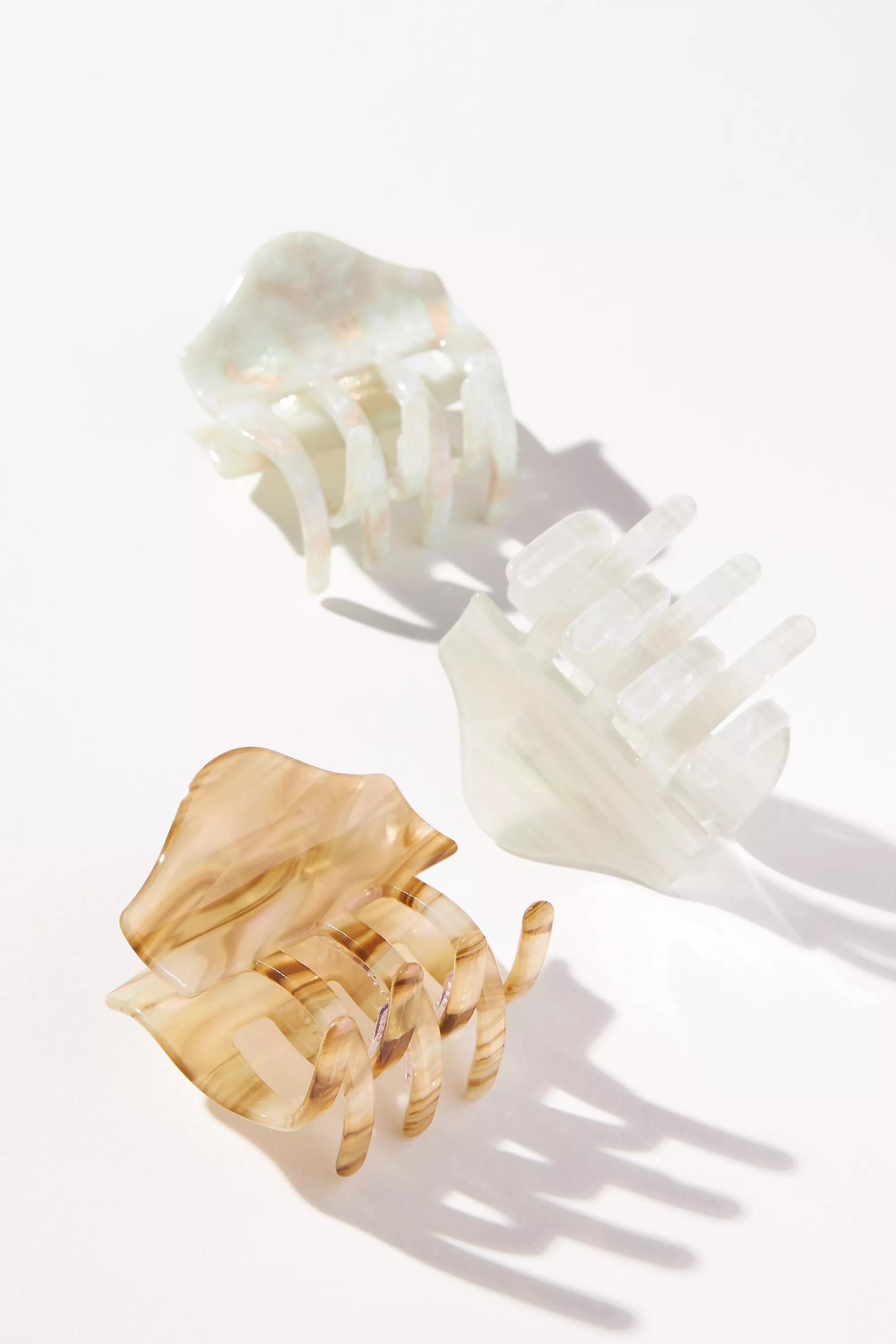 Anthropologie Scalloped Tortoise Hair Accessory, White, A501_0211, large image number 0