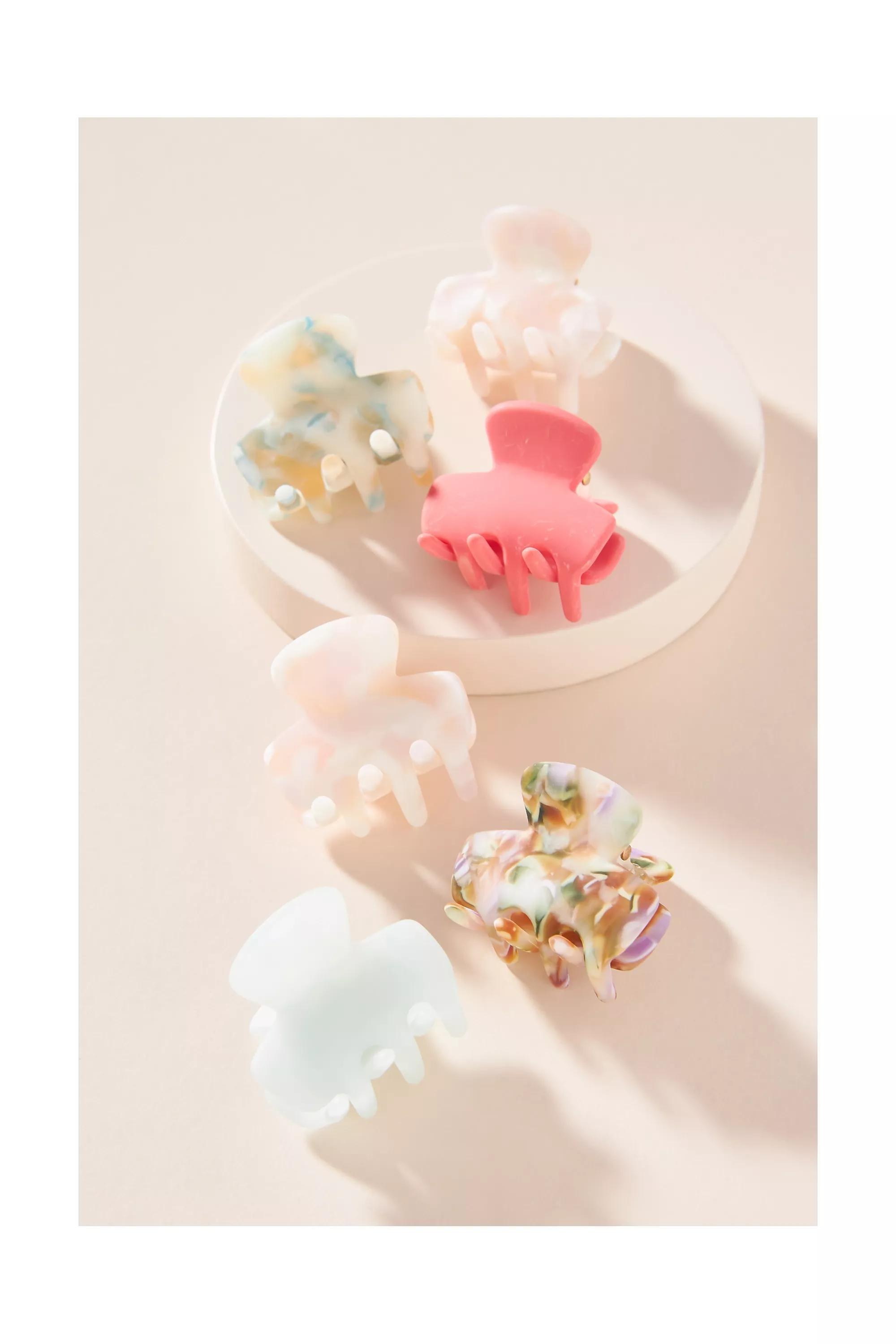 Anthropologie Speckled Mini Hair Clip Set, Green, , medium