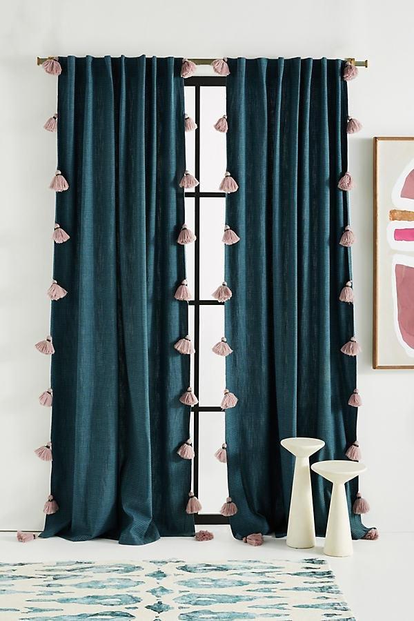 Mindra Striped Curtain, Navy, , medium