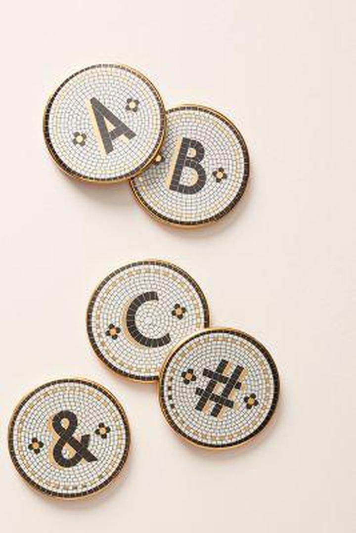 Bistro Tiled Margot Monogram Coaster, C, , medium