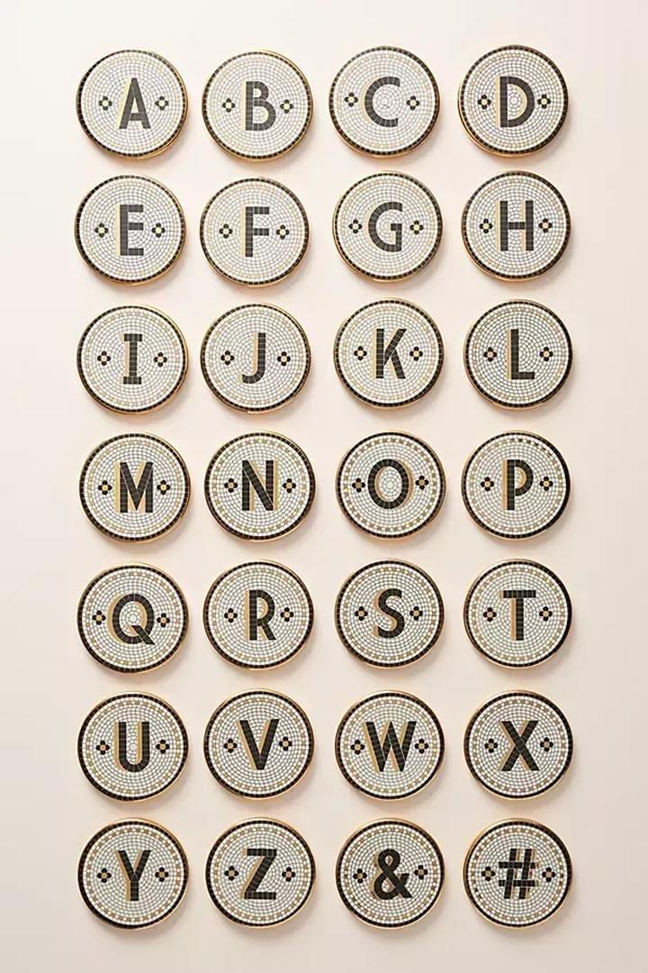 Bistro Tiled Margot Monogram Coaster, C, A501_0903, large image number 1