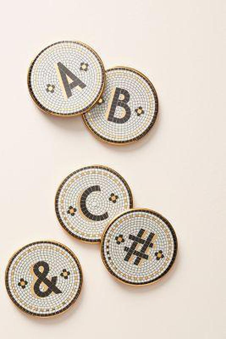 Anthropologie - Bistro Tiled Margot Monogram Coaster, E