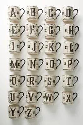 Bistro Tiled Margot Monogram Mug, J, A501_0910, large image number 1