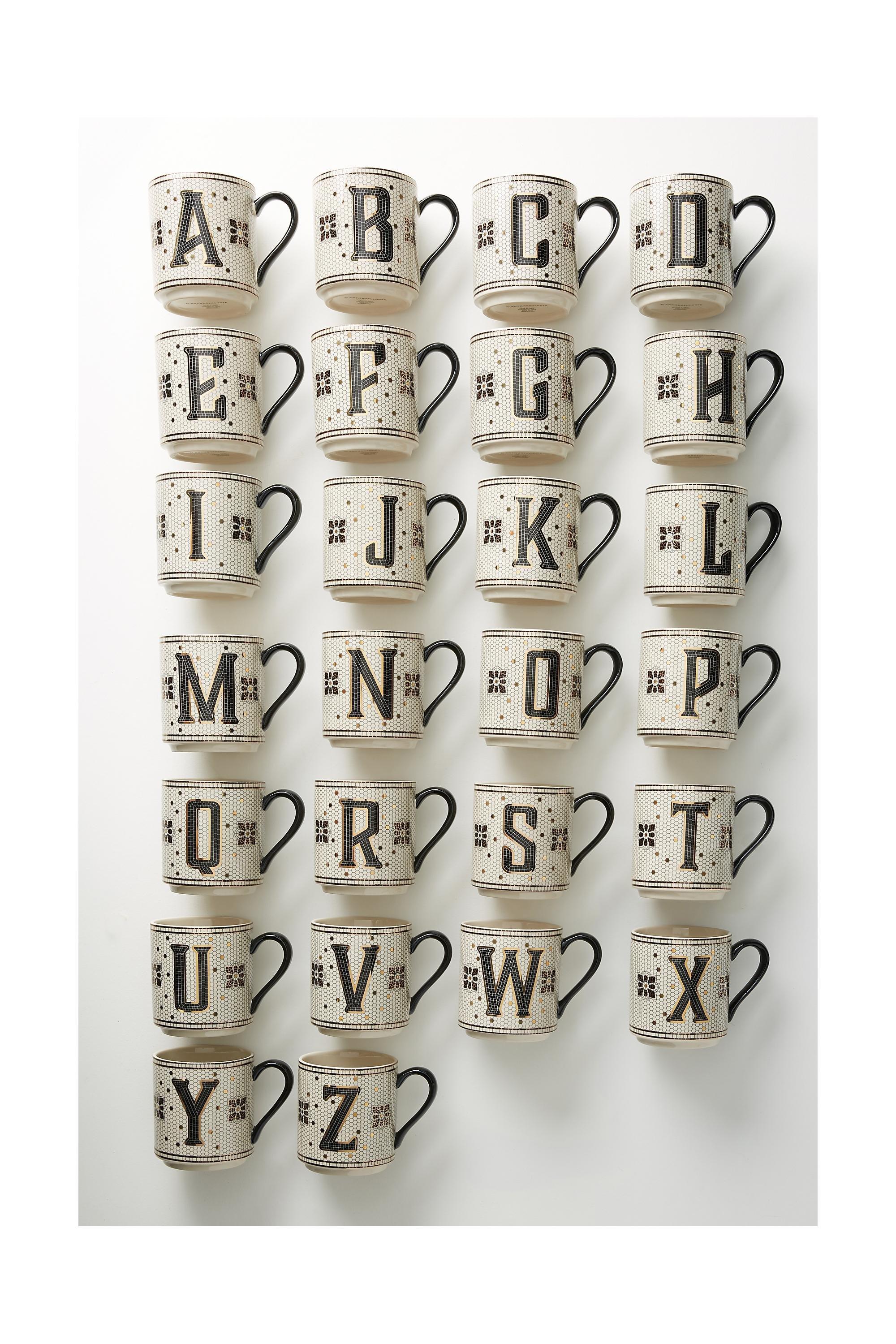 Anthropologie - Bistro Tiled Margot Monogram Mug, O