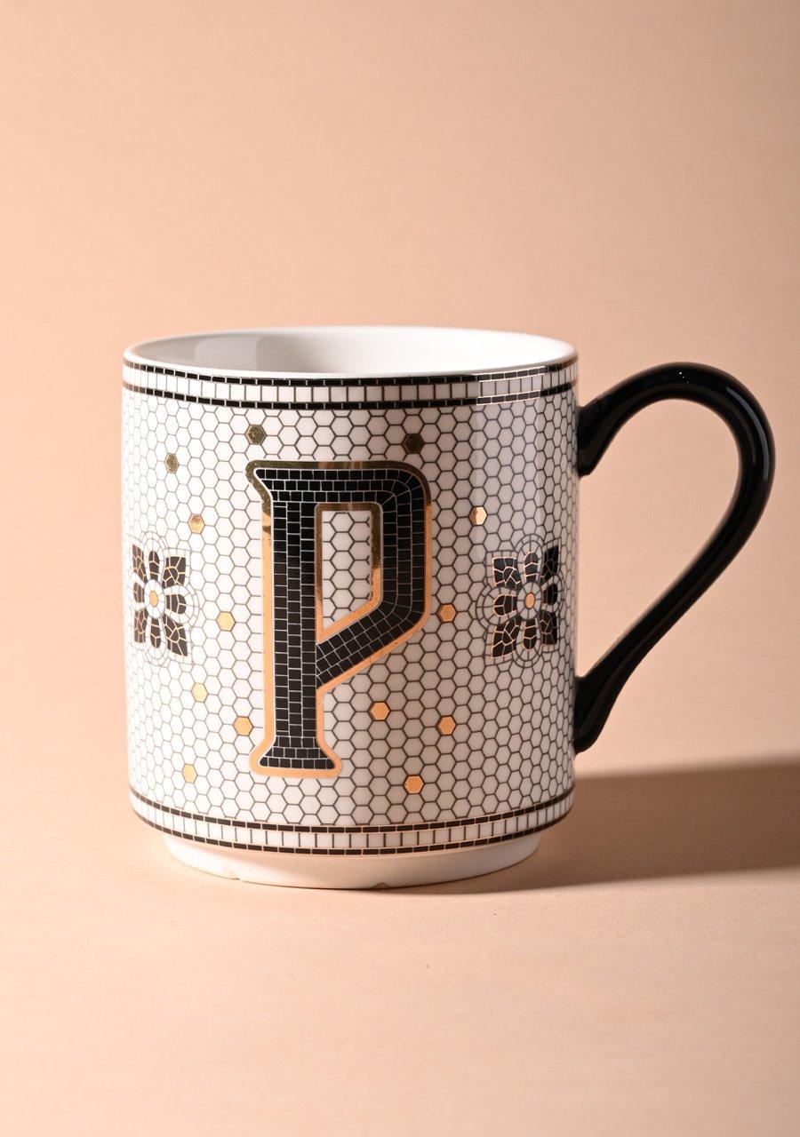 Anthropologie - Bistro Tiled Margot Monogram Mug, P