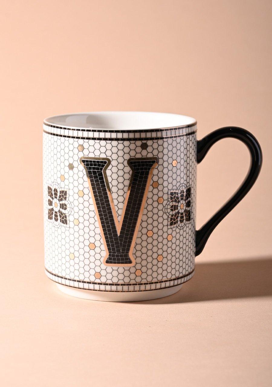 Bistro Tiled Margot Monogram Mug, V, , medium