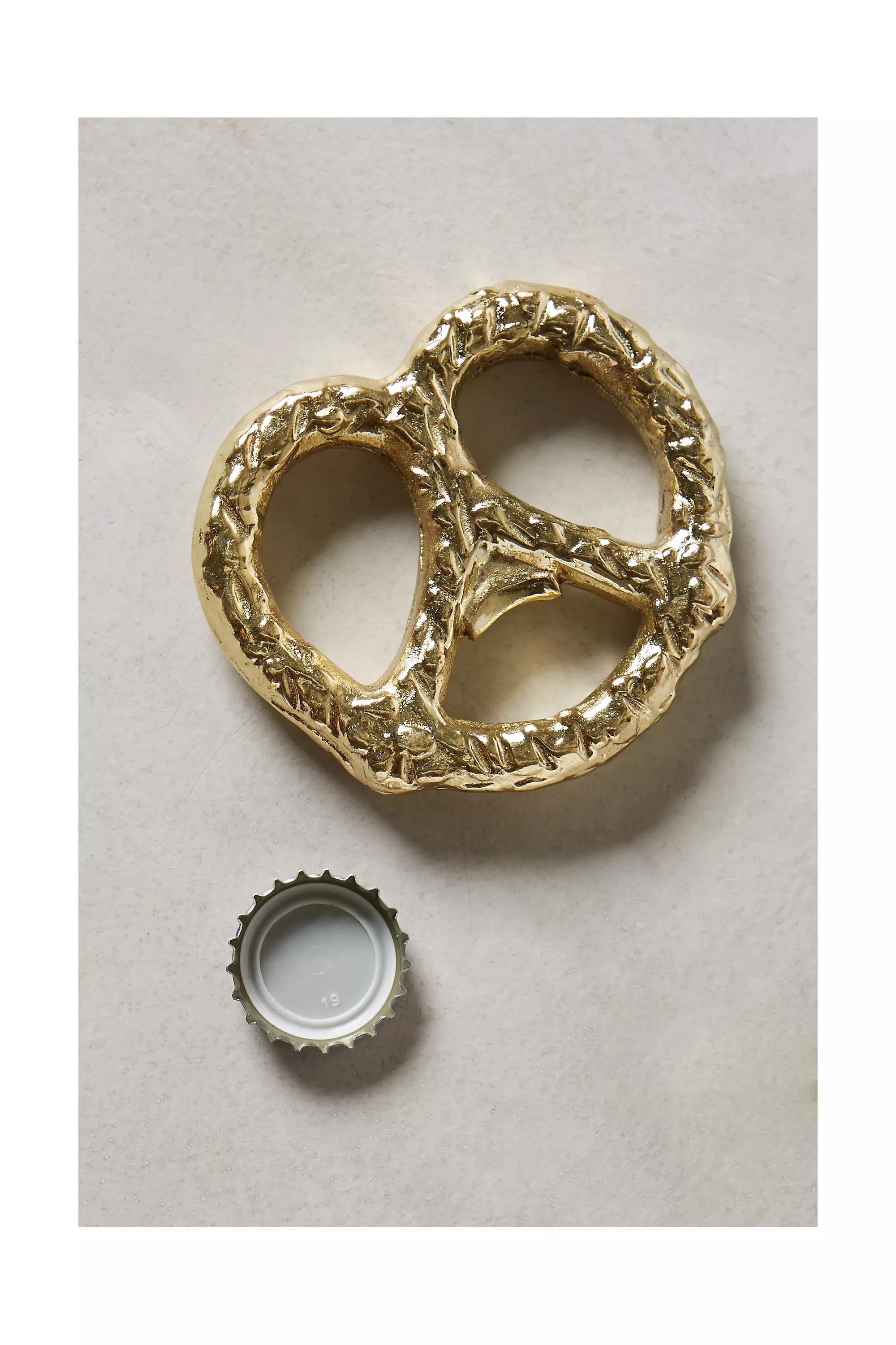 Pretzel Bottle Opener, Gold, A501_0070, large image number 0