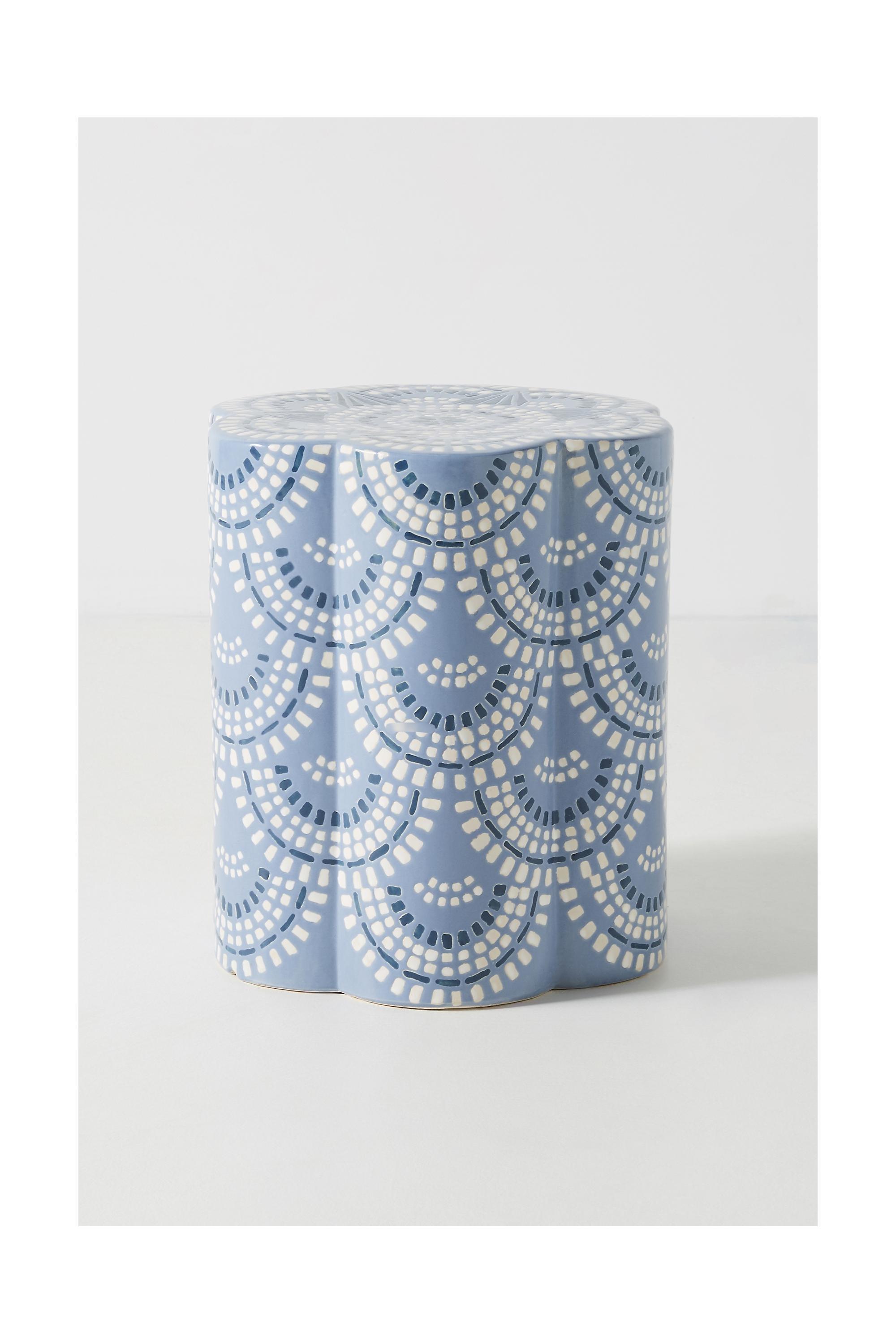 WEDGEWOOD BLUE Scalloped Ceramic Side Table, A501_0097, large image number 3