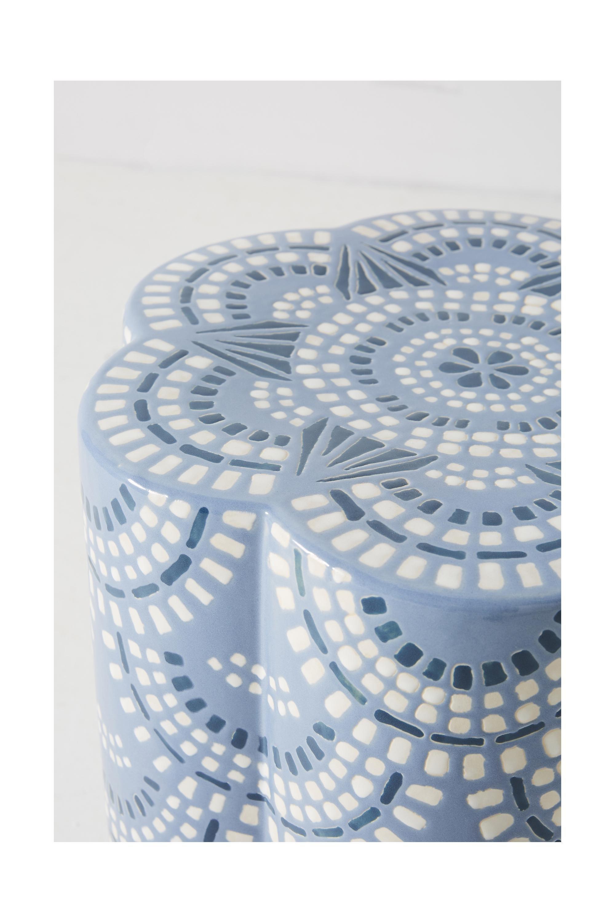 WEDGEWOOD BLUE Scalloped Ceramic Side Table, A501_0097, large image number 4