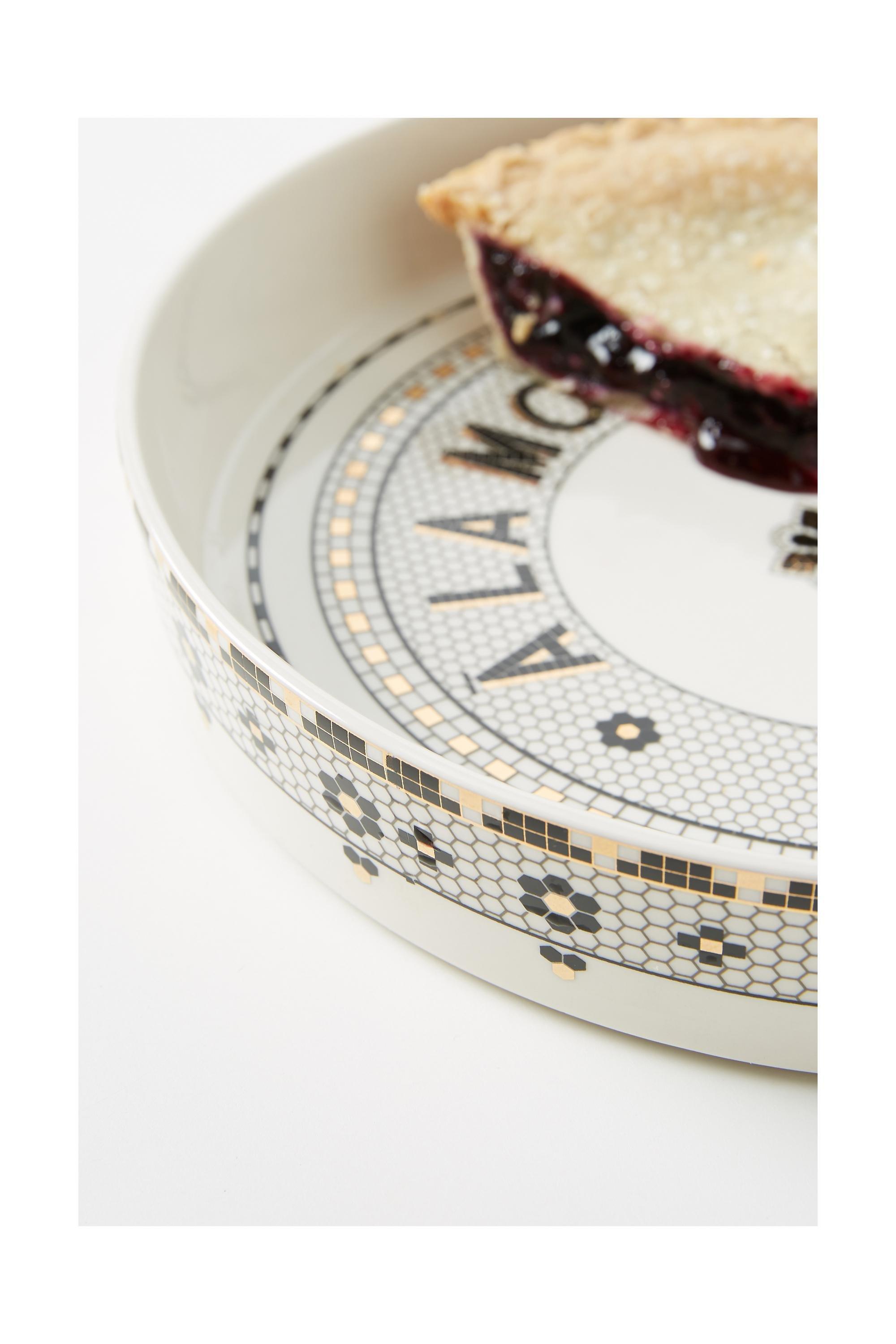 Bistro Tile Pie Dish, Black And White, A501_0018, large image number 1