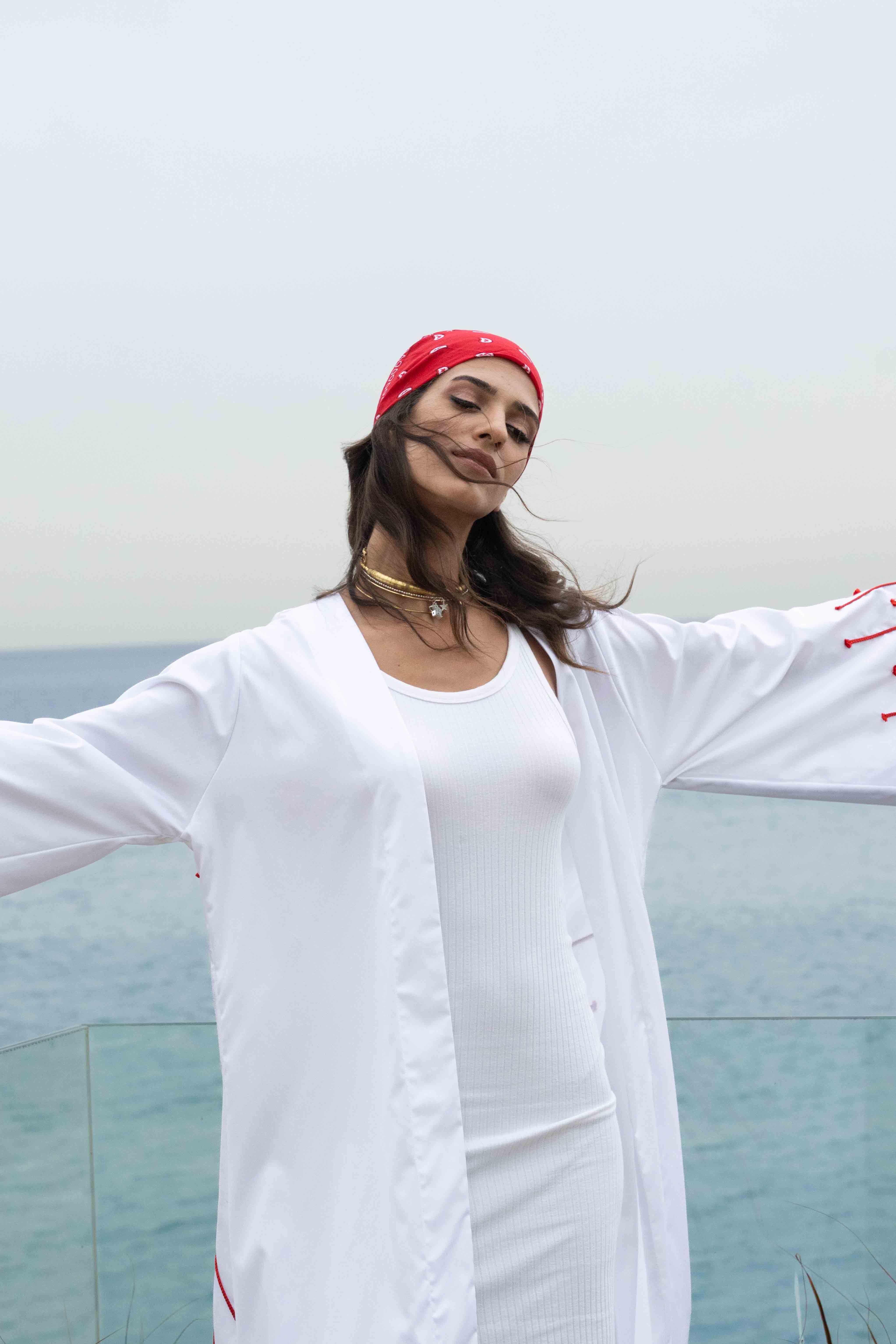 Anthropologie Women Kaftan, White-Red, A515_069, large image number 1