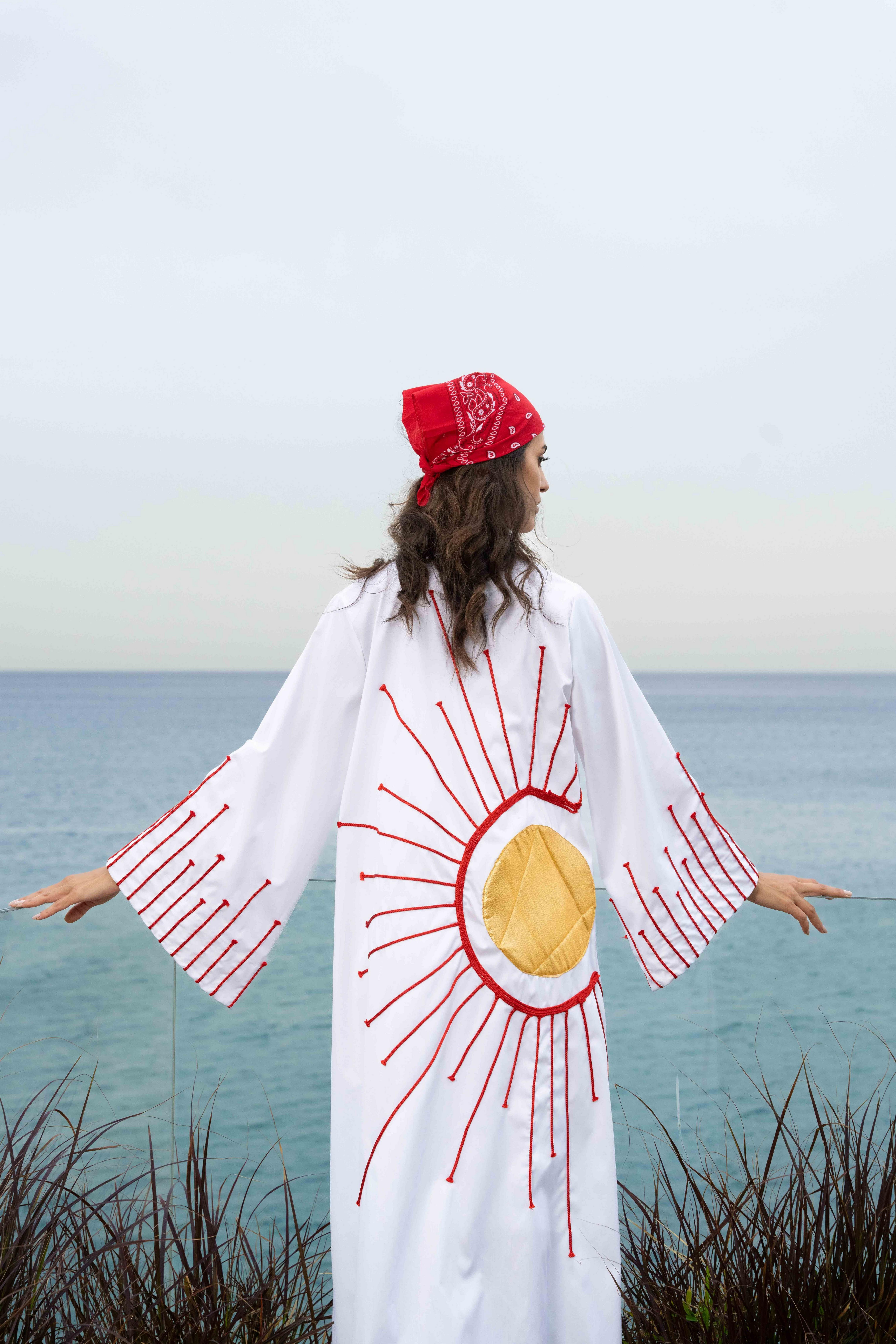 Anthropologie Women Kaftan, White-Red, A515_069, large image number 2