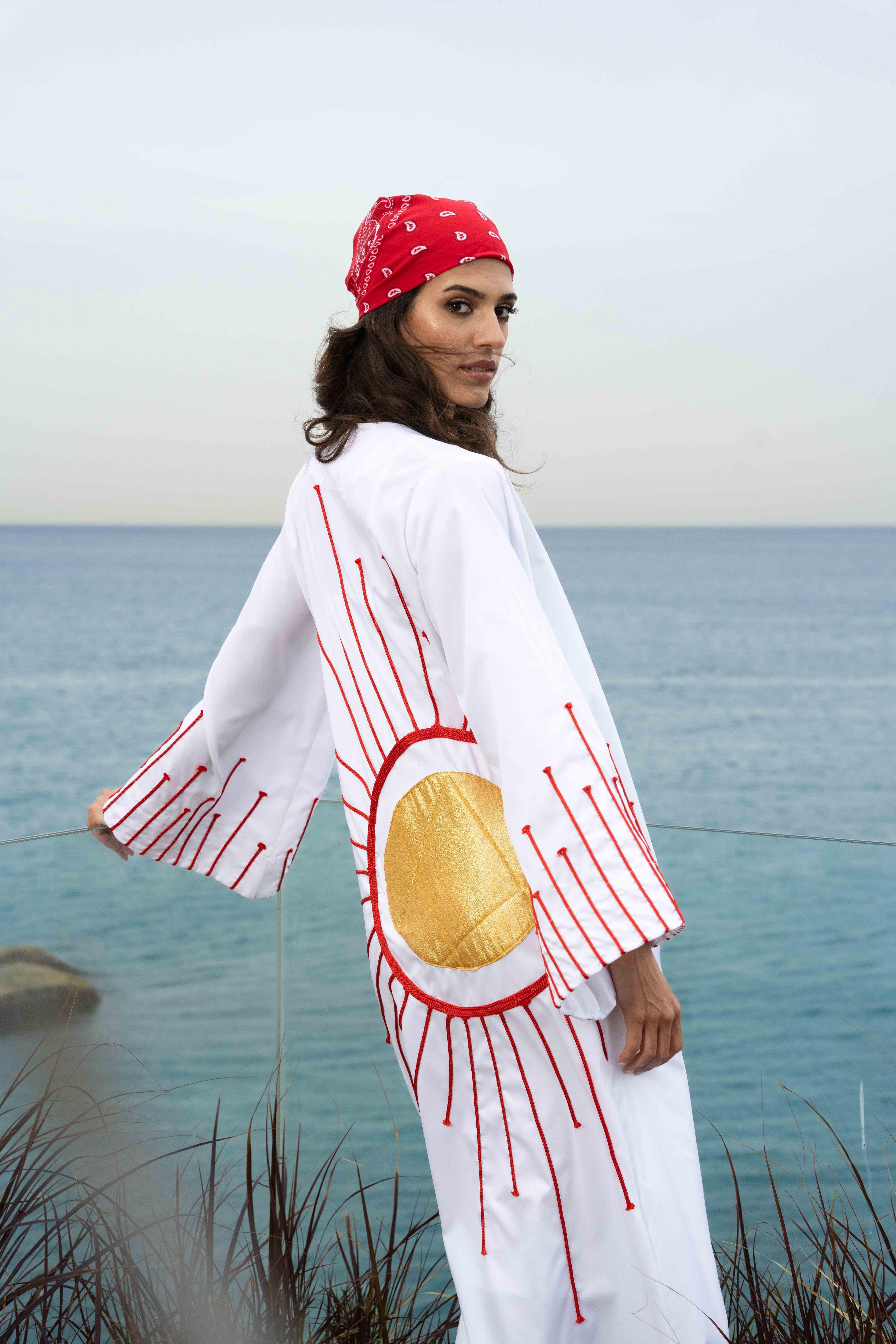 Anthropologie Women Kaftan, White-Red, A515_069, large image number 3