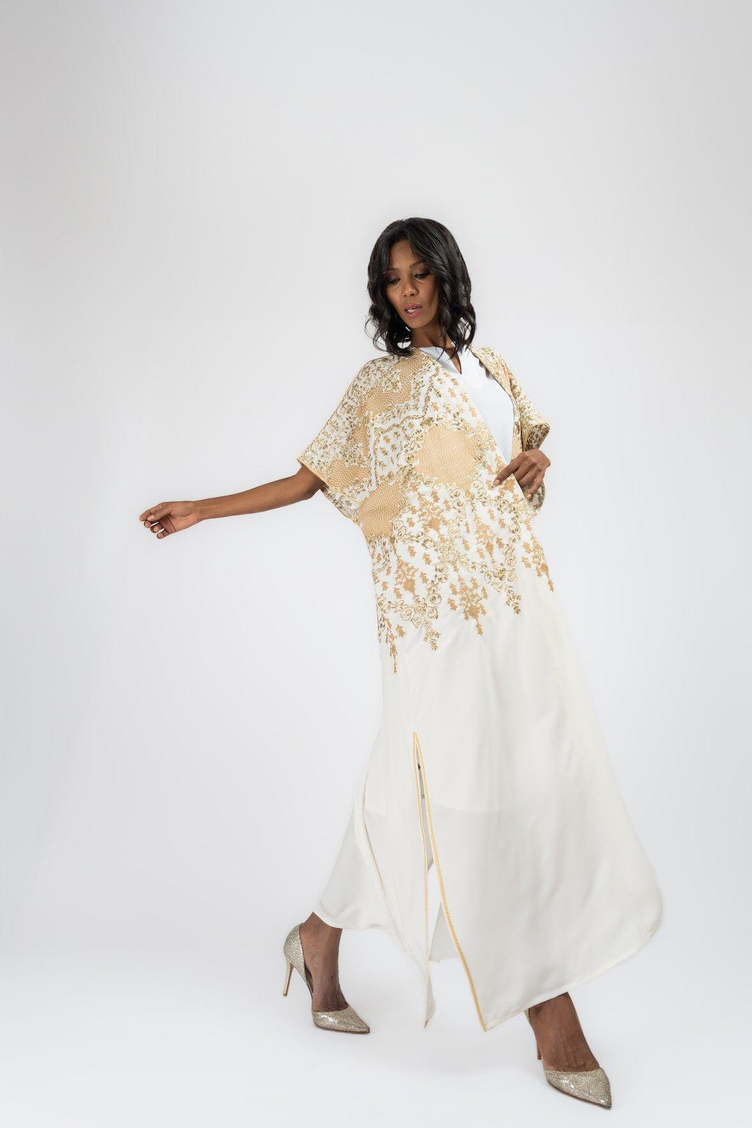 Evanescent Kaftan, White, A515_010, large image number 3