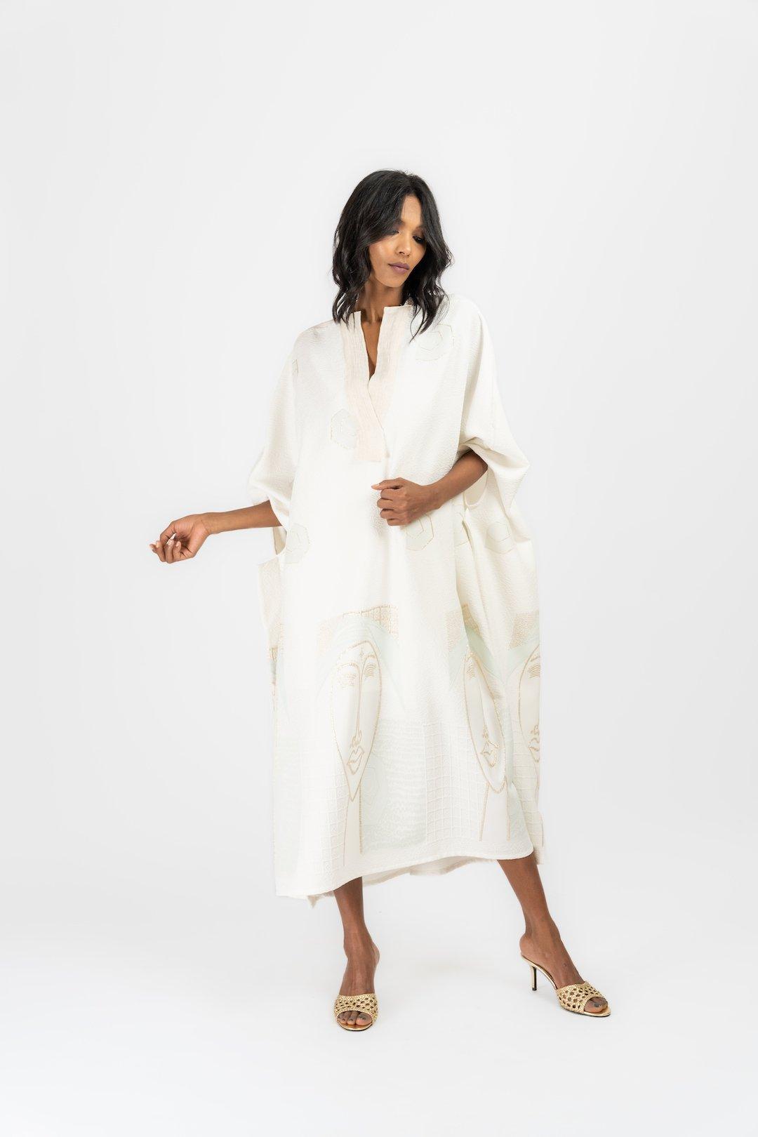 Anthropologie Evanescent Kaftan, White, A515_049, large image number 0