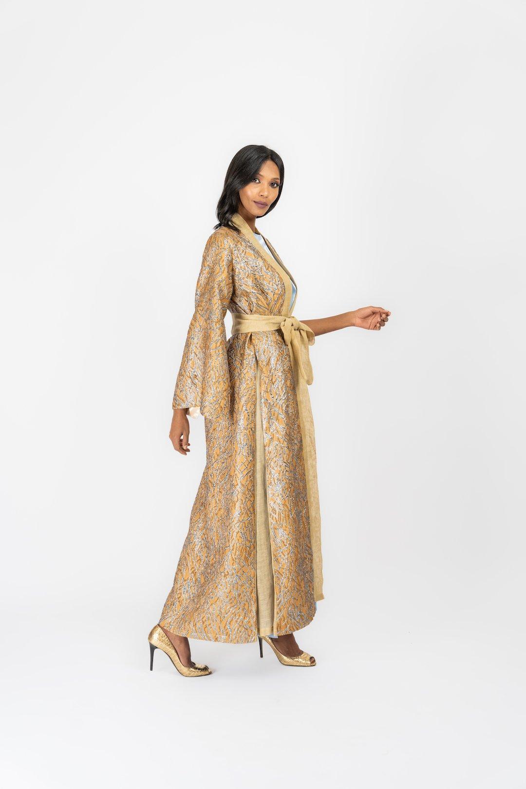 Anthropologie Kaftan, White-Gold, A515_027, large image number 3