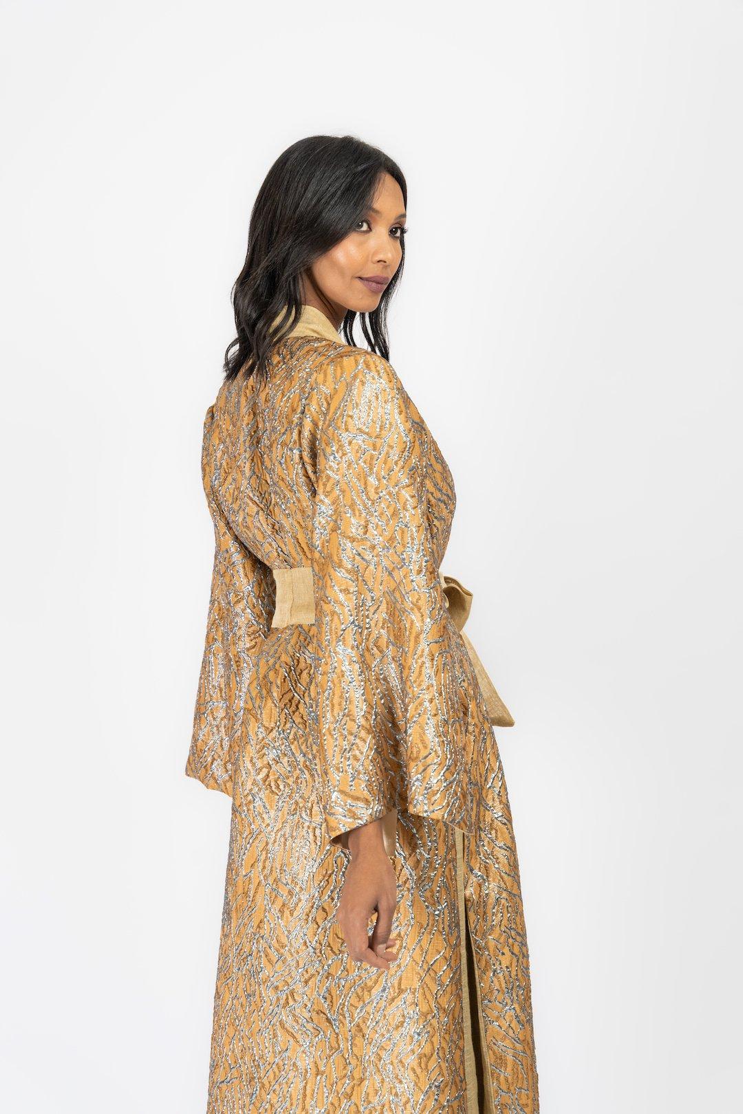 Anthropologie Kaftan, White-Gold, A515_027, large image number 4