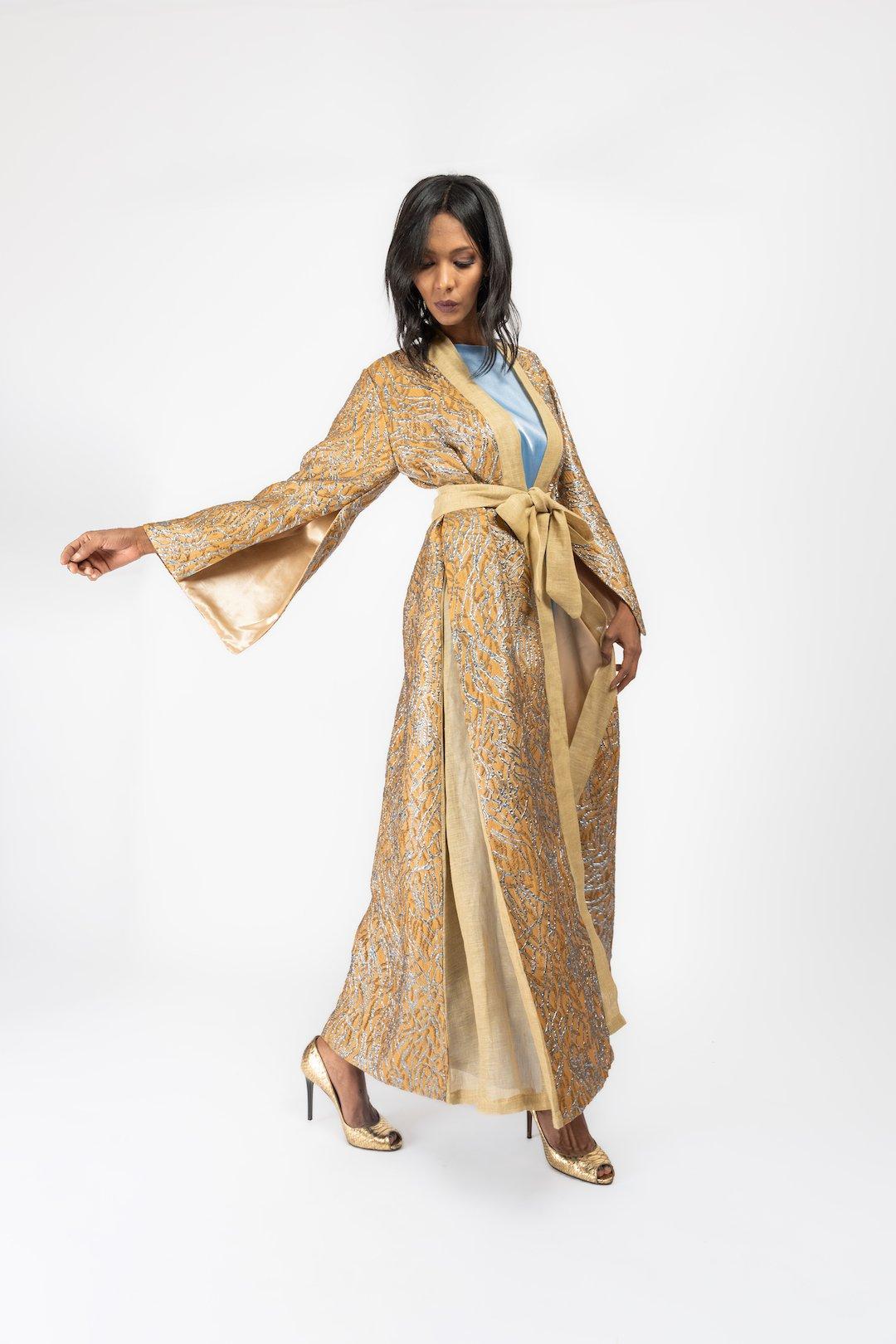 Anthropologie Kaftan, White-Gold, A515_027, large image number 5