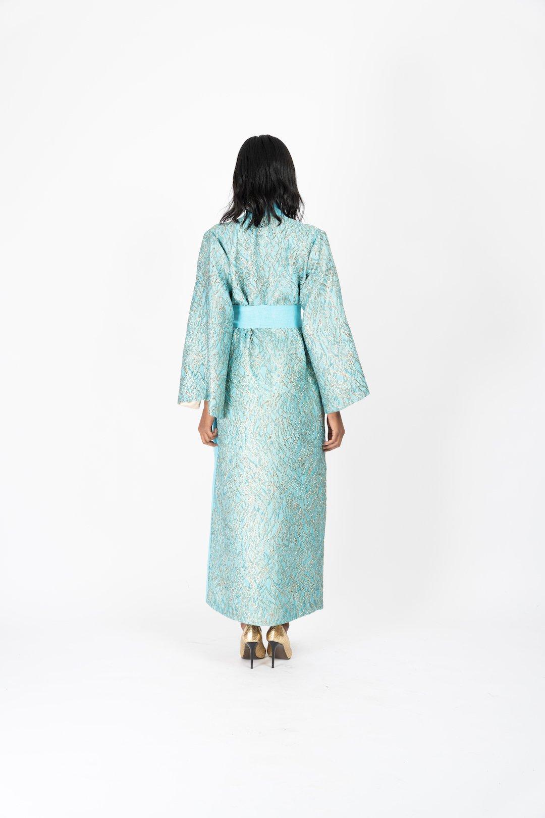 Anthropologie Harmonica Kaftan, White-Blue, A515_046, medium