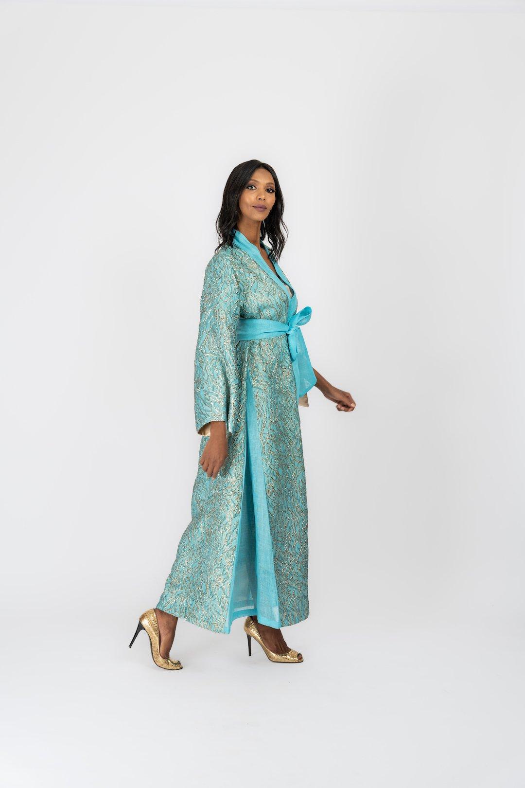 Anthropologie Harmonica Kaftan, White-Blue, , large image number 3