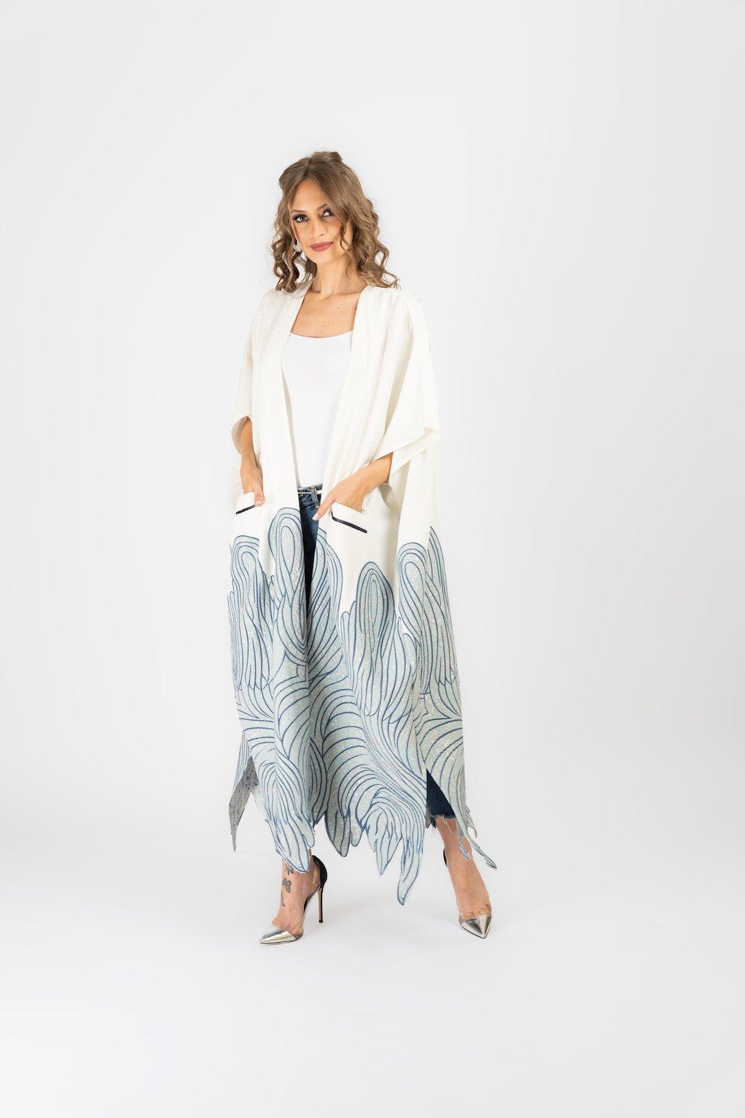 Anthropologie Harmonica Kaftan, White-Pink, A515_049, large image number 0