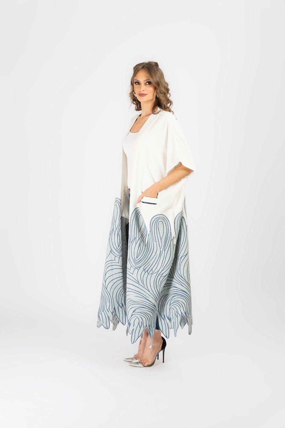 Anthropologie Harmonica Kaftan, White-Pink, A515_049, large image number 1